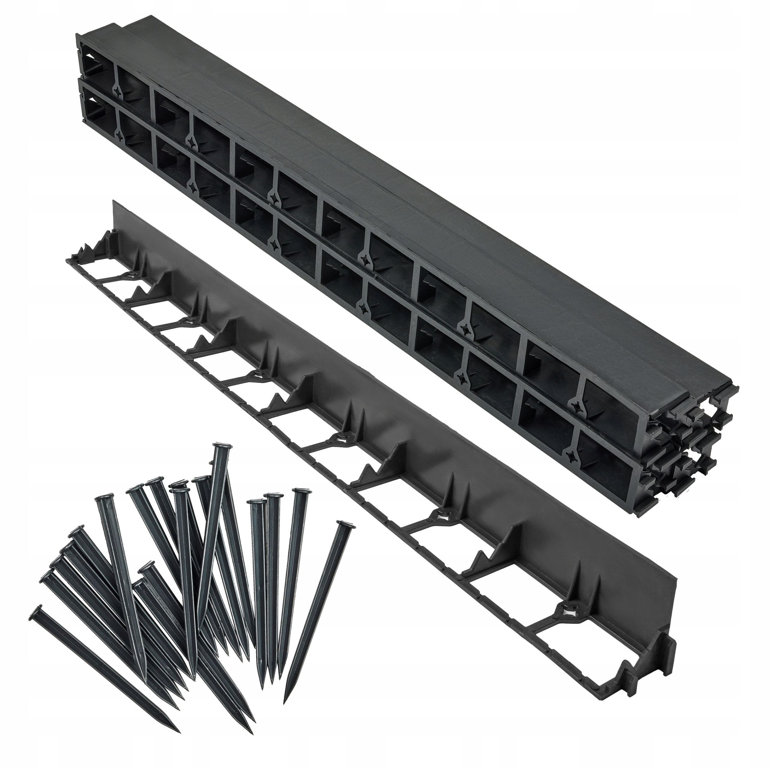 Trávníkový lem zahradní border 45 mm x 100 cm černý 50 x kolíky