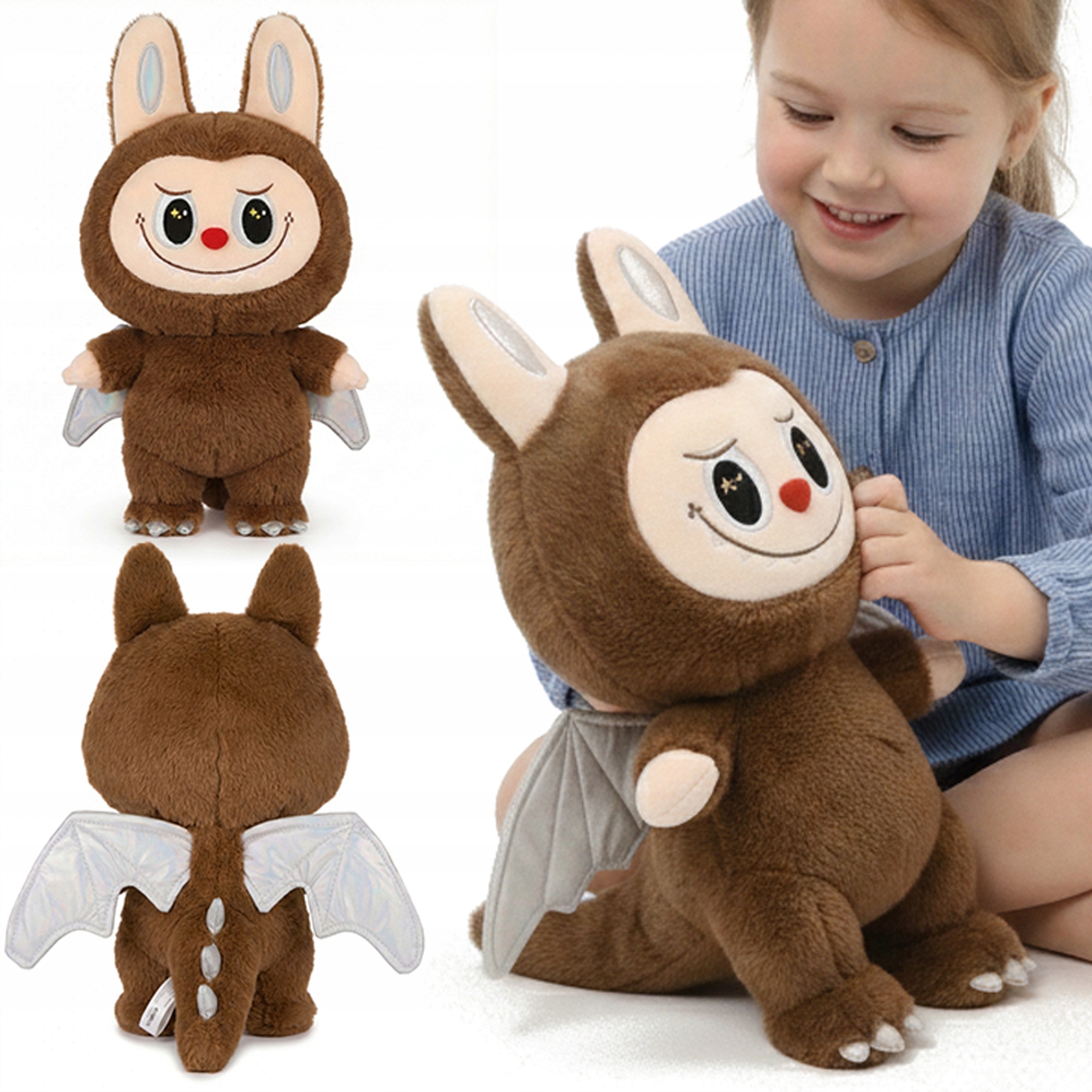 Didelis rudas pliušinis žaislas-maskotas vaikams LABUBU LA BUBU minkštas žaislas 45 cm