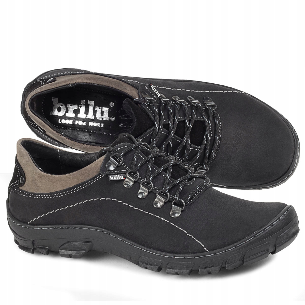 

Brilu Buty Trekking Na Grubej Podeszwie Czarne 43