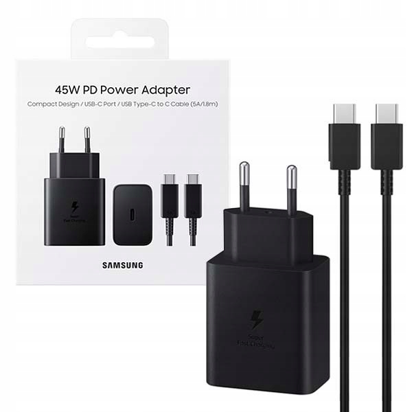 Síťová nabíječka s kabelem 1,8 m Samsung Usb typ C 3000 mA 5 V, černá