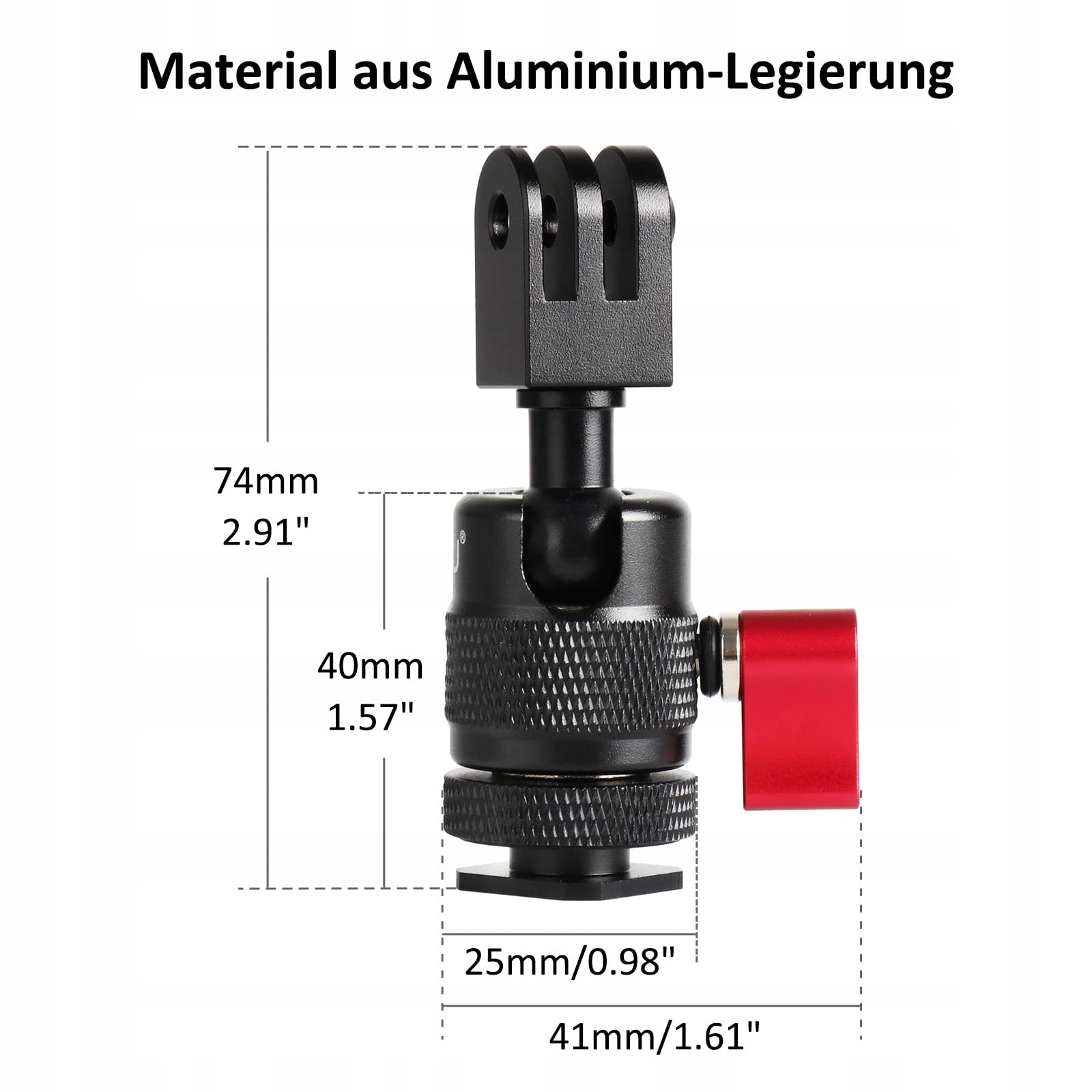 Adapter Cold Shoe Z Głowicą Kulową 360 Do GoPro Hero 12 11 10 HSU — miniatura 5