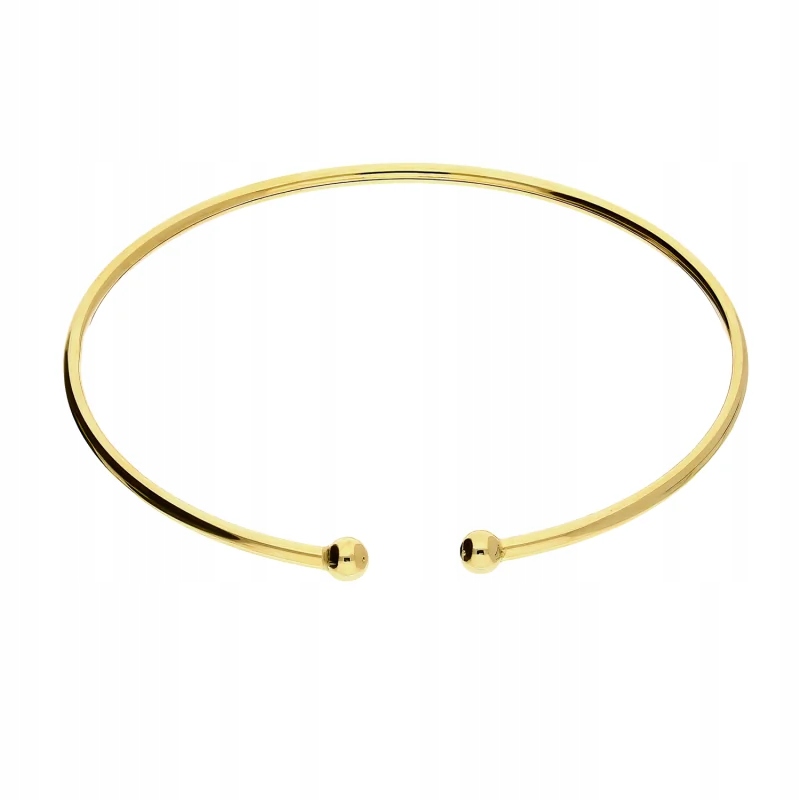 Zlatý náramek 585 tuhý bangle s kuličkami, efektní, značková, módní