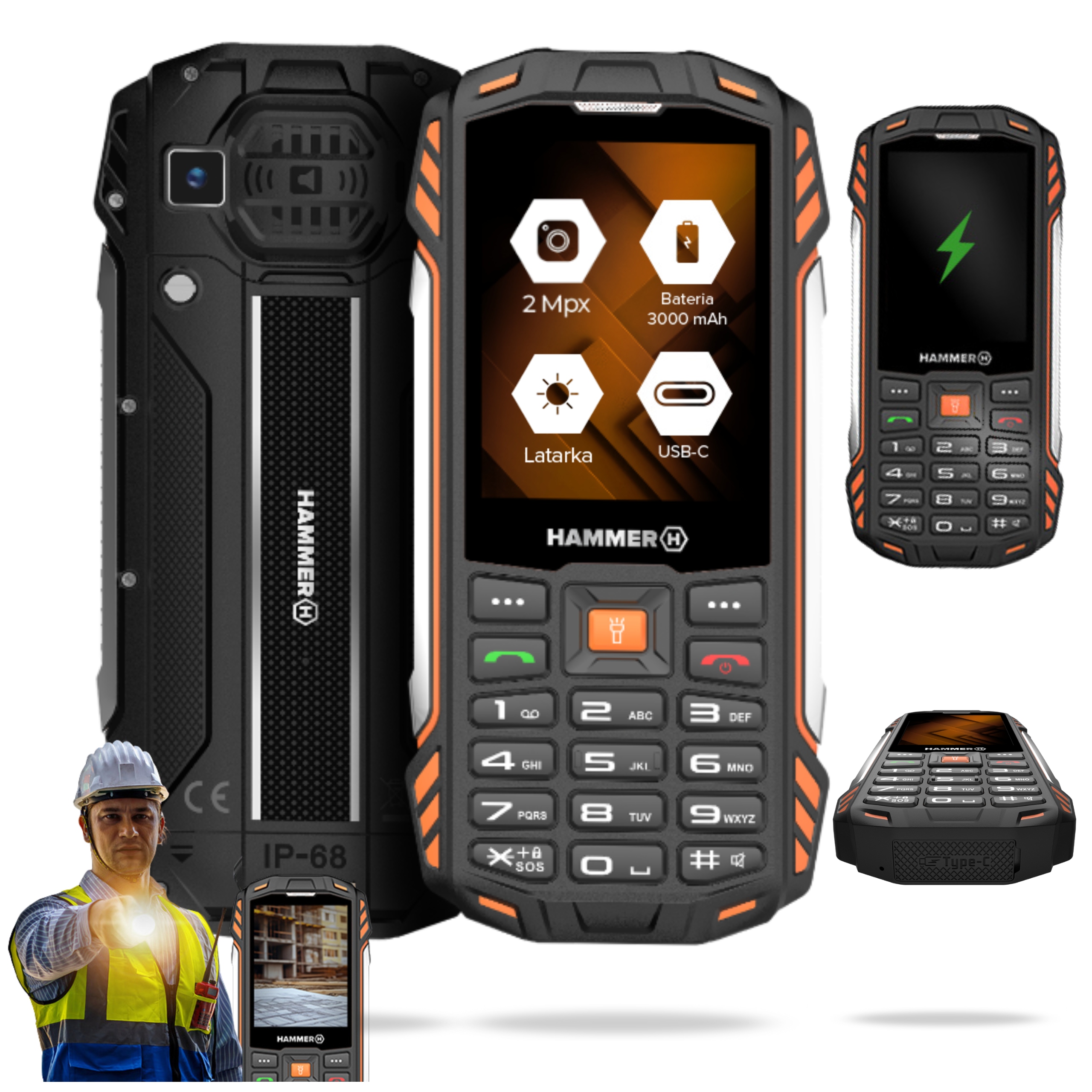 Hammer Power Plus 2G Mobilní Telefon Vodotěsný, Silný, Pancéřový, Limitovaný