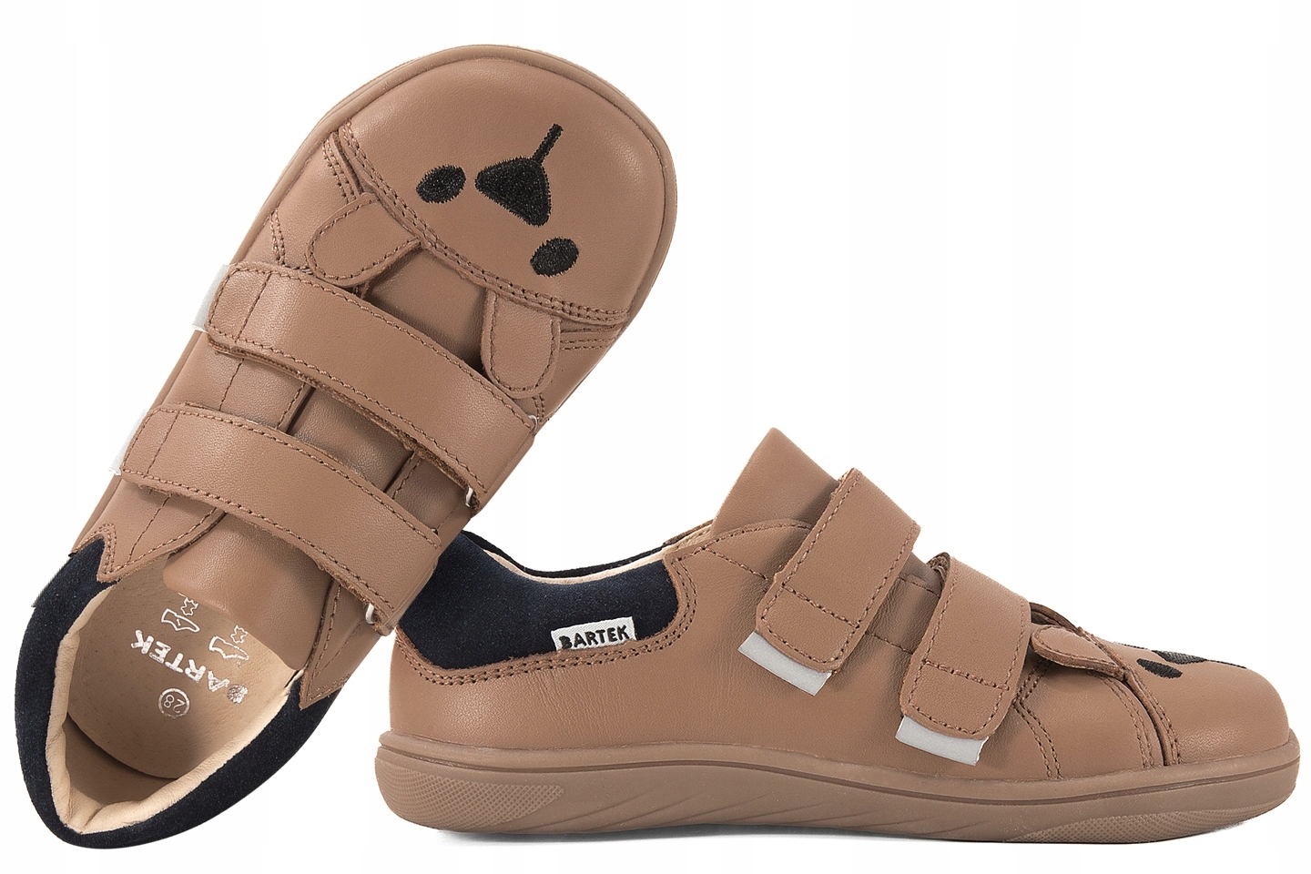 Bartek 8600654 Barefoot Półbuty Dziecięce Trzewiki Skóra Rzepy 30 Beżowy