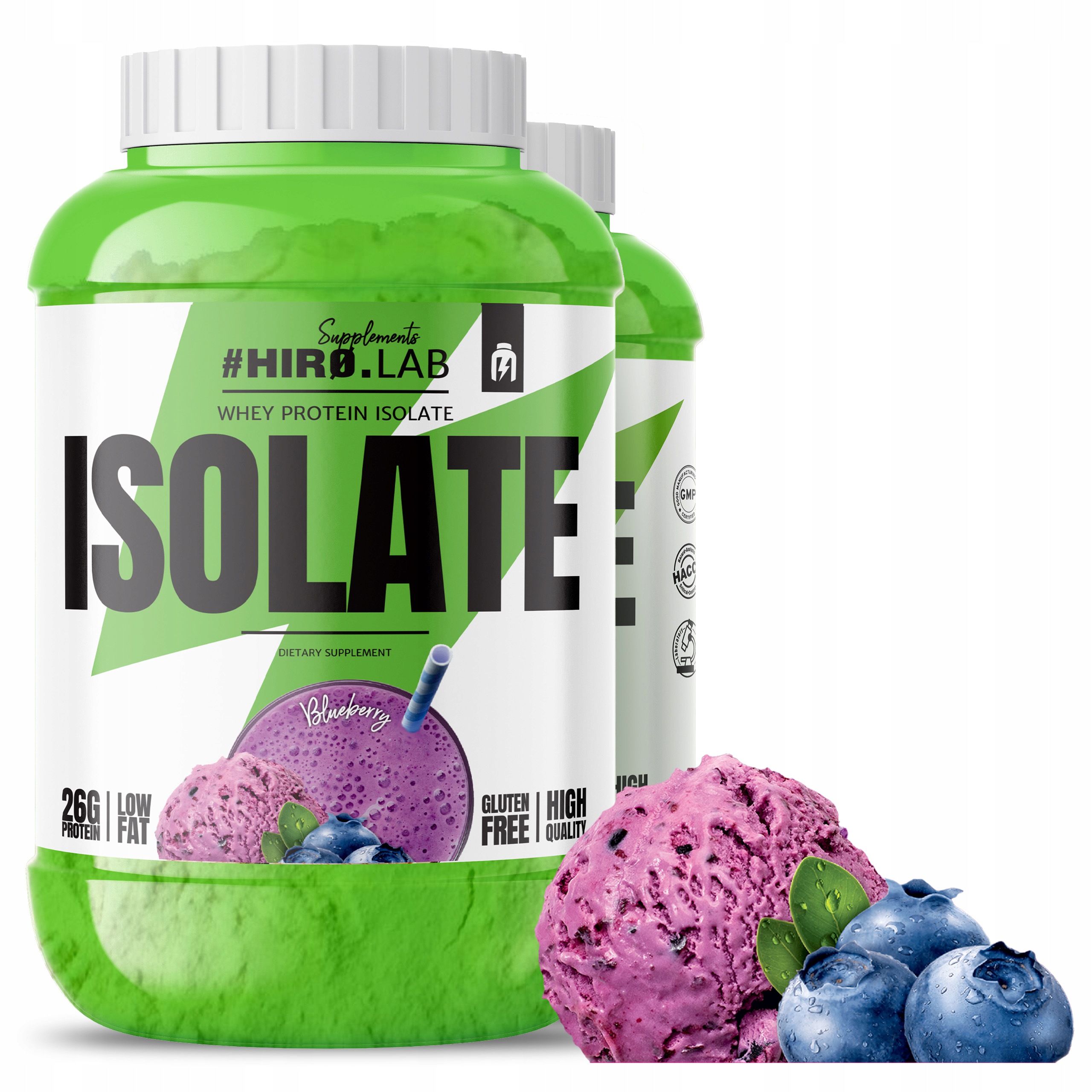 2x Bílkoviny Izolát Wpi Doplněk Stravy Whey Protein 1800g Syrovátkové Borůvky Hiro.Lab