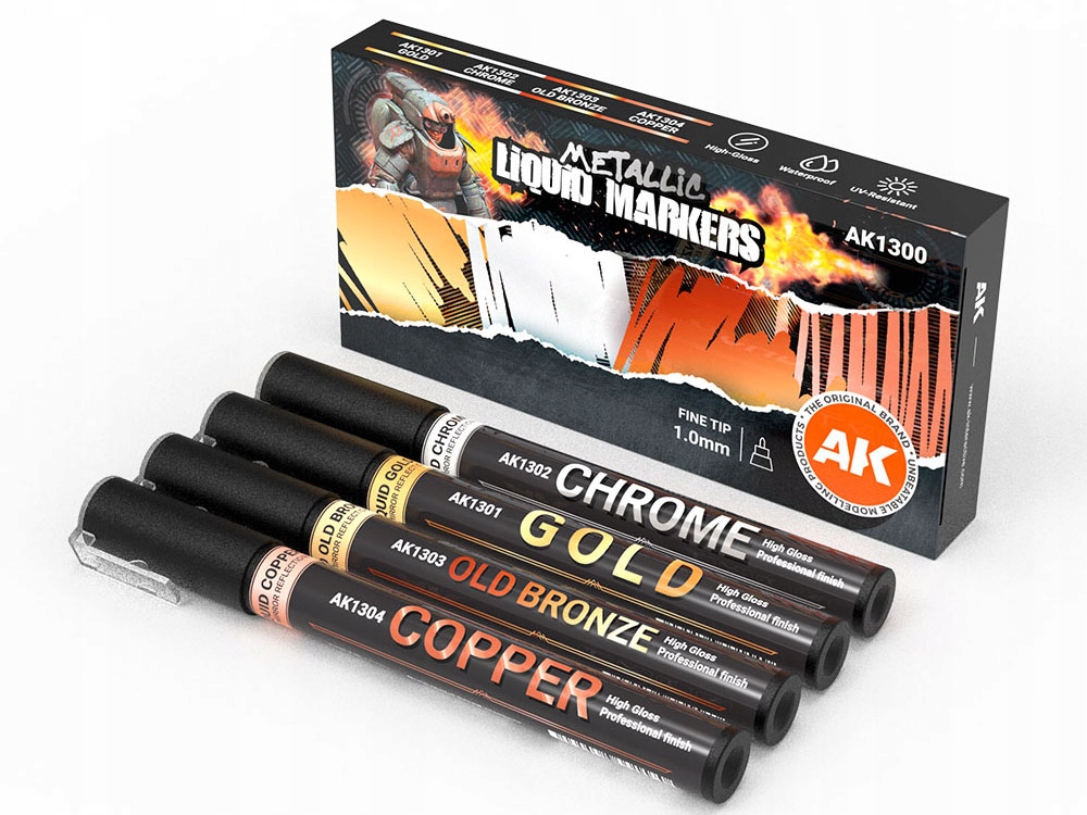 Ak Interactive AK1300 Sada metalických popisovačů Metallic Liquid Markers