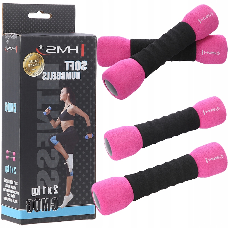 RÓŻOWE CIĘŻARKI HANTLE MIEKKIE FITNESS CROSSFIT Marka HMS