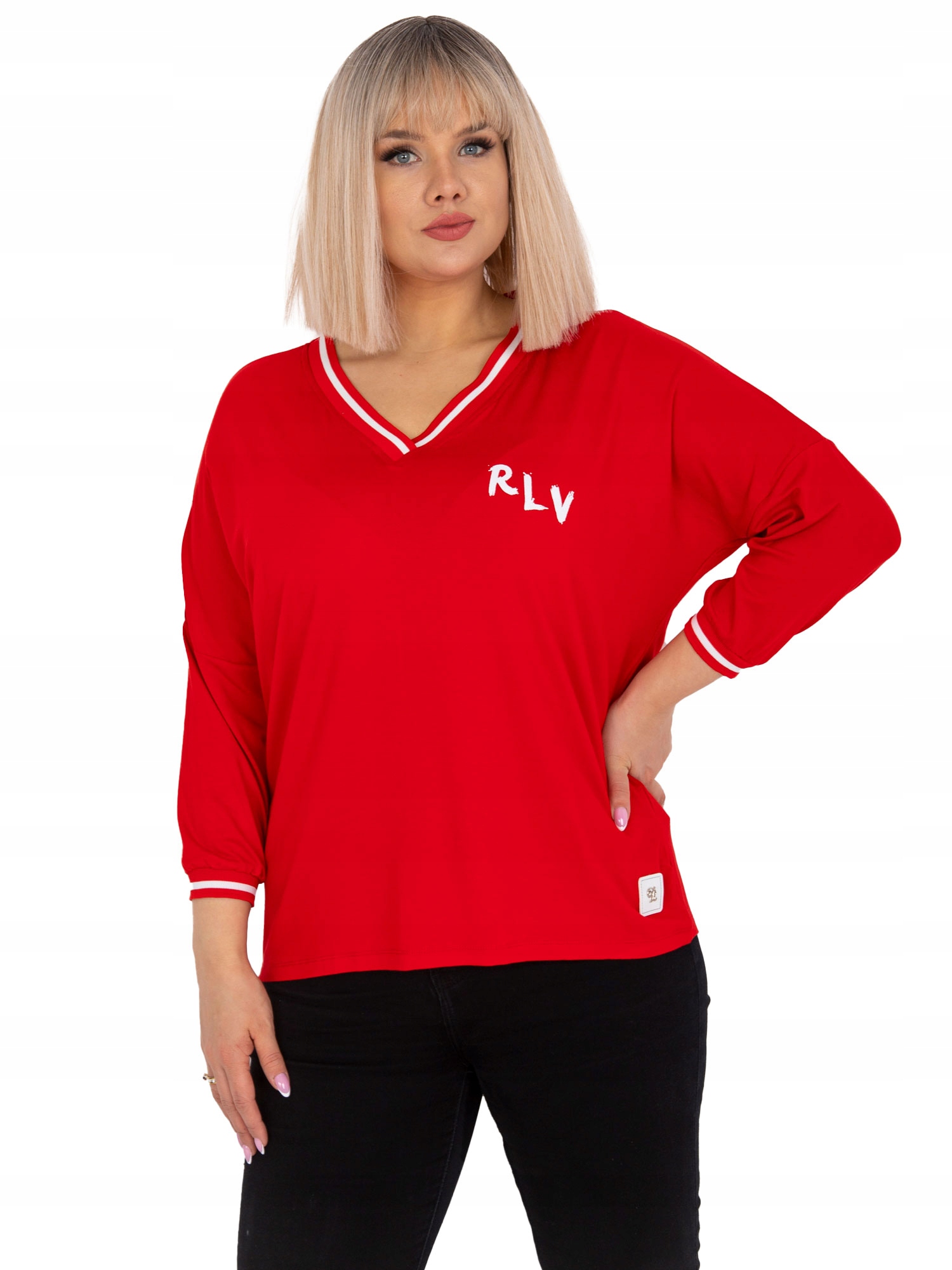

Bawełniana Bluzka Damska Plus Size dekolt w serek