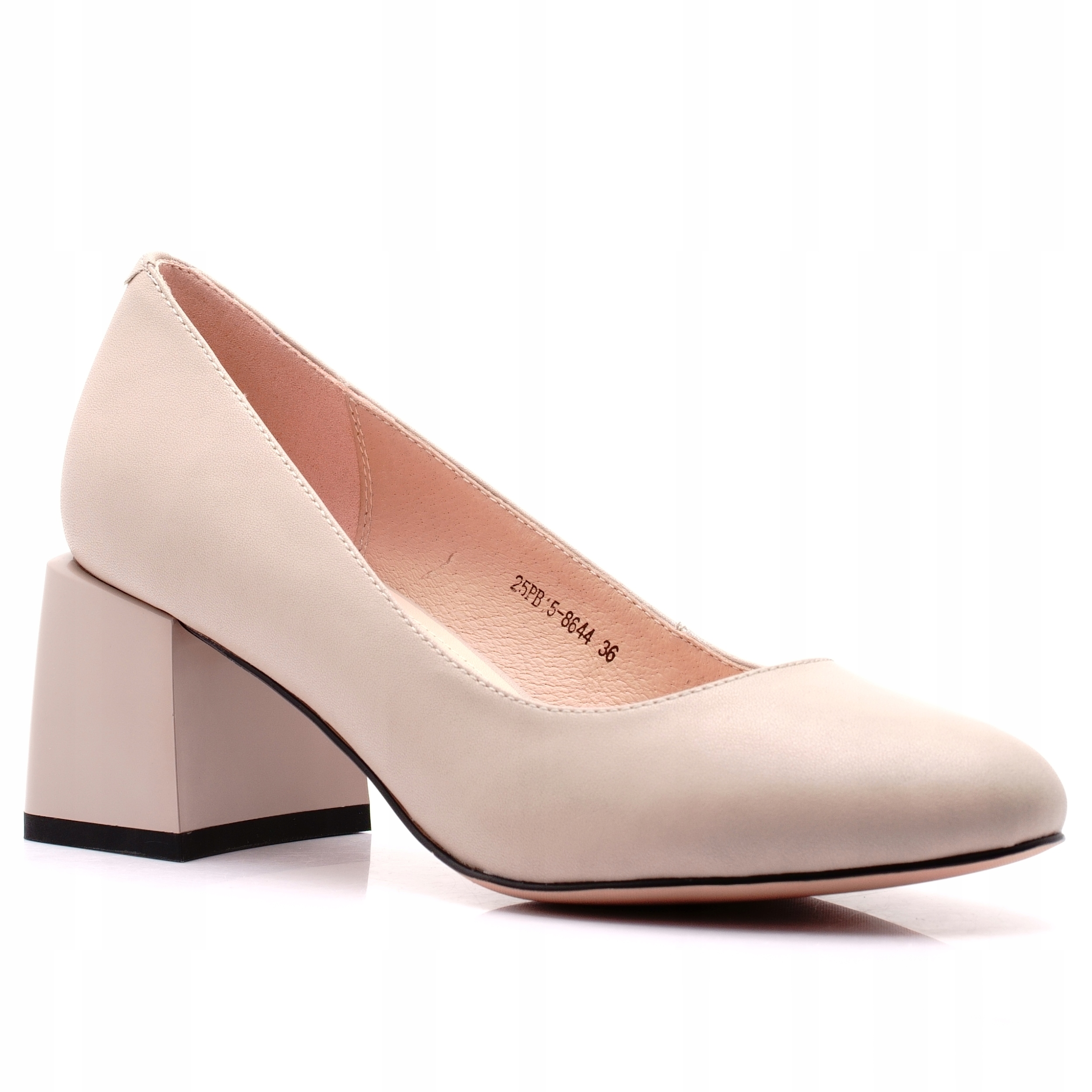 Gino Fabiani Czółenka Skórzane Buty Damskie Na Obcasie Beżowe 8644 37