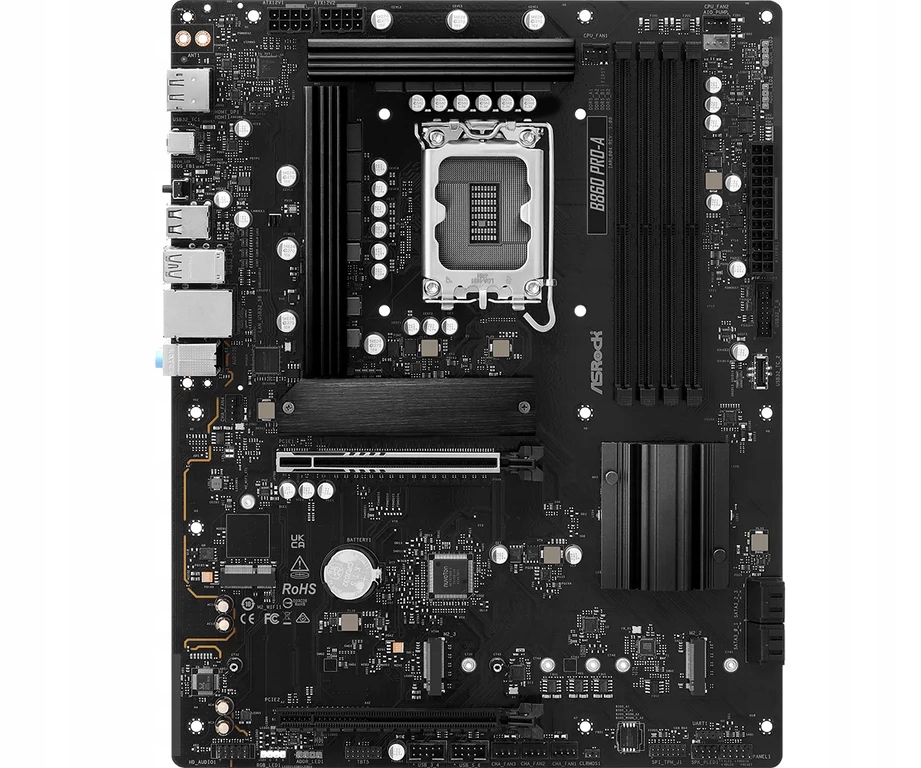 ASROCK MB Desktop B860 PRO-A, S.1851, 4x DDR5, 1x PCIe 5.0 x16, 1x PCIe 4.0 x4, 1x Blazing M.2, 2x Hyper M.2, 4x SATA3, 2x USB-C, 8x USB 3.2, 6x USB 2.0, 1x HDMI, 1x DP, 1x RJ-45 2.5 GB Lan, ATX, 90-MXBRN0-A0UAYZ — 8