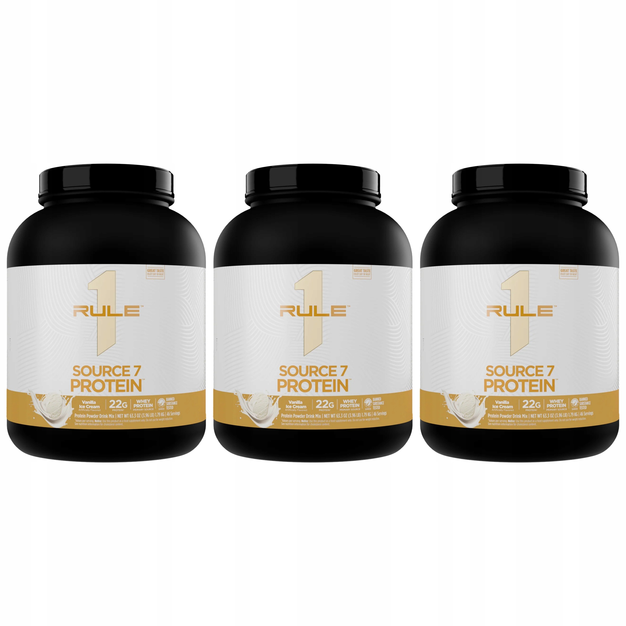 3x Bílkoviny Source 7 Protein 1790g Doplněk Stravy Izolát Wpc Wpi Vanilka Rule1 R1