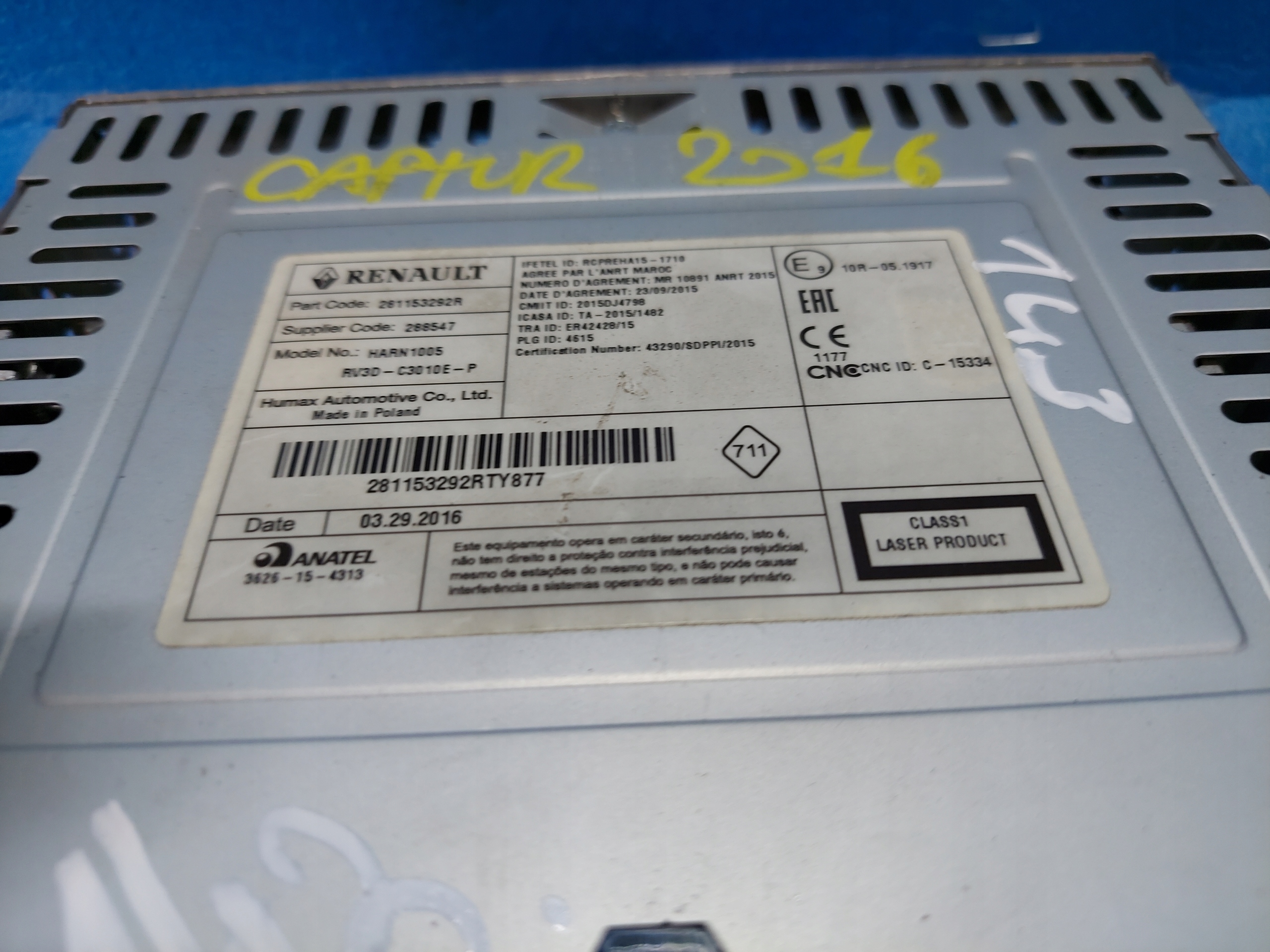RADIO EKRAN CAPTUR 2016 R 288547