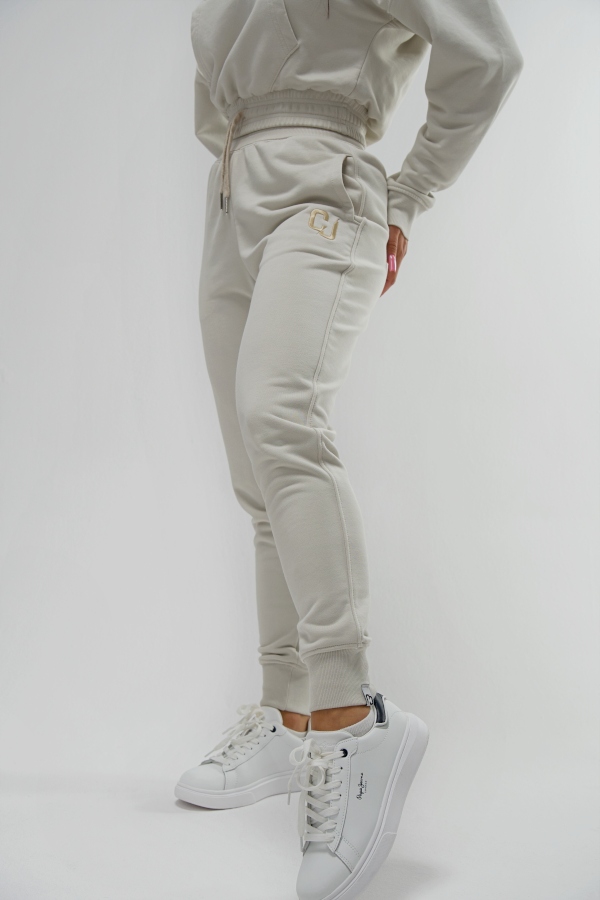 Dámské teplákové kalhoty Cj Wear krémová bavlna s výšivkou velikost XL Pro Páry