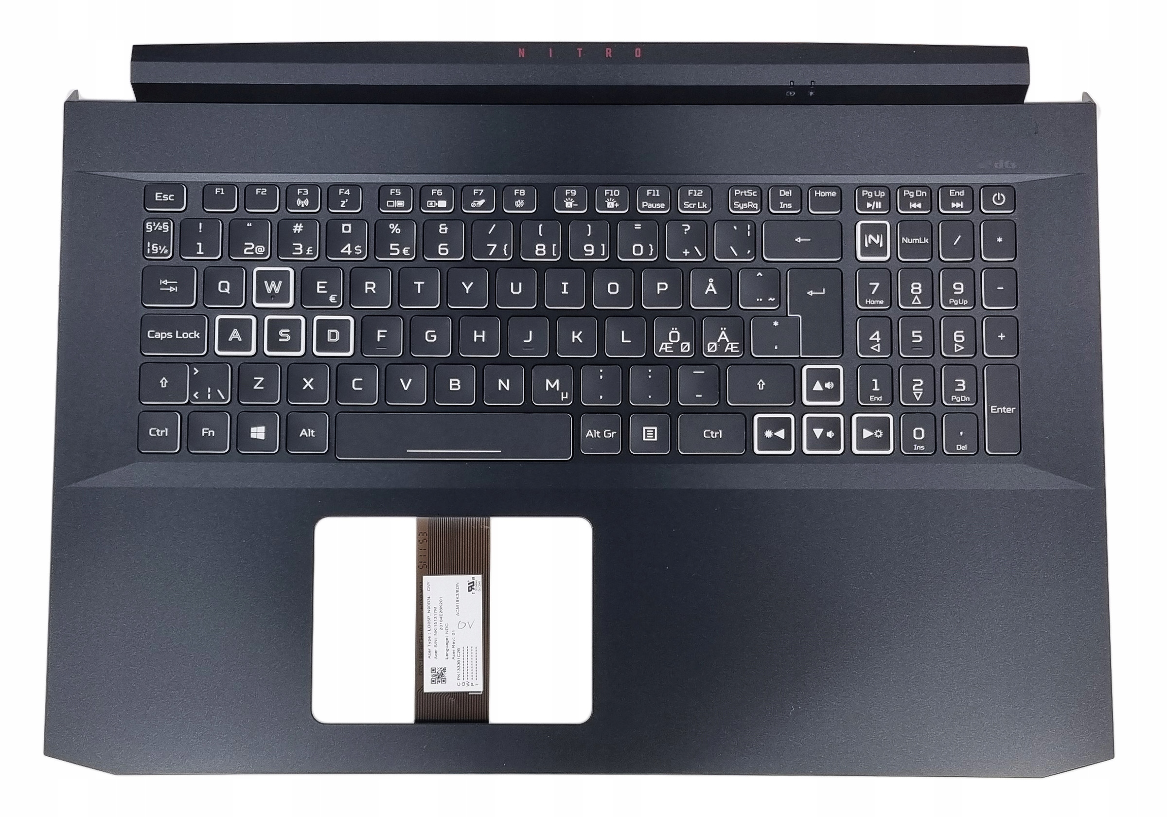 Nová Krytka Klávesnice Acer Nitro 5 AN517-52 GTX1660 RTX2060 Nórska