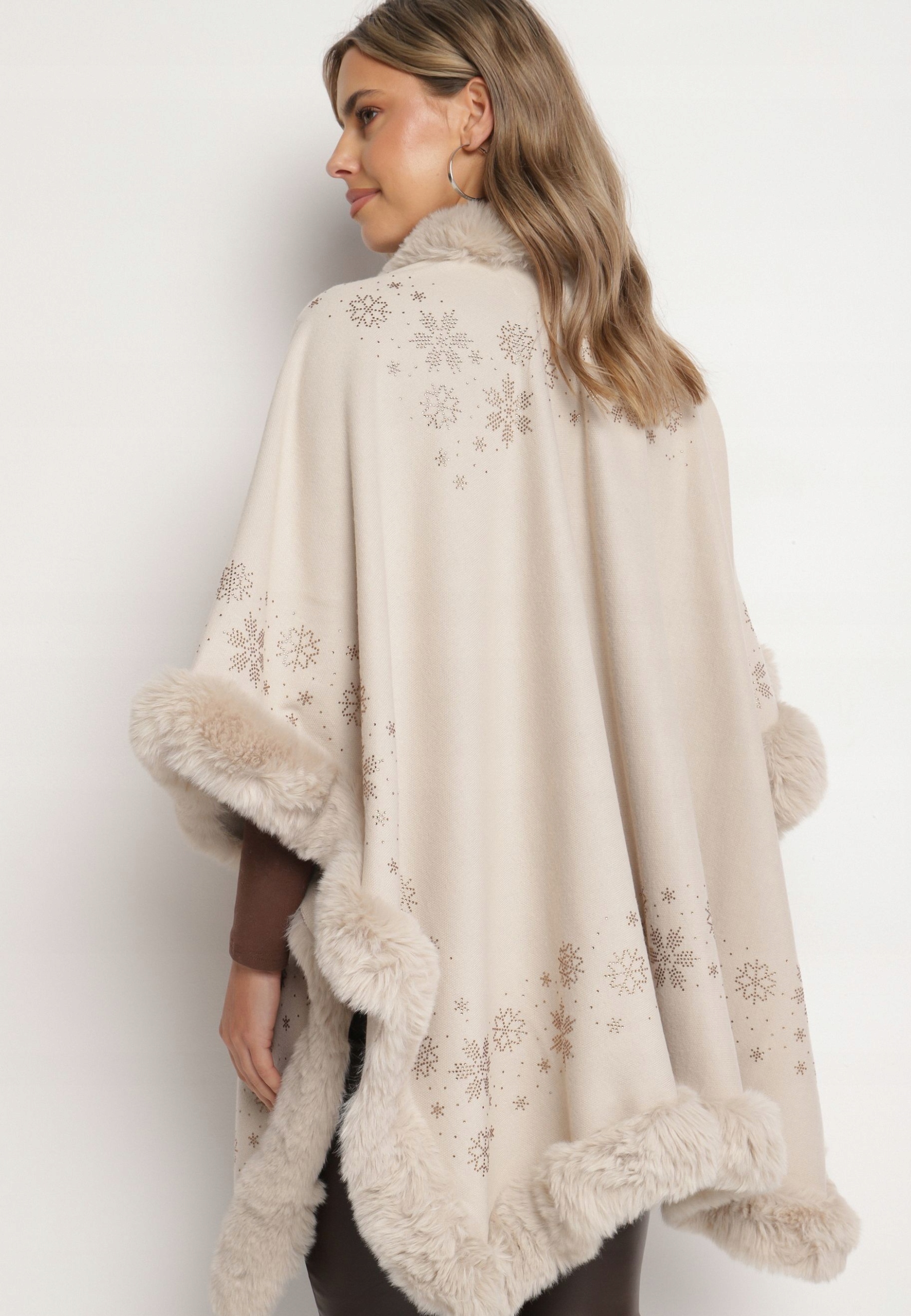 Born2Be Jasnobeżowe Ponczo damski Rozmiar S/M