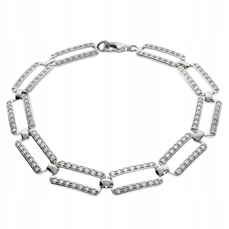 Stříbrný Obdélníkový Náramek Se Zirkony Pr 925