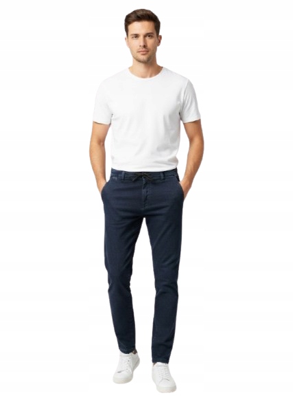 Guess Modré Kalhoty Casual Jednoduché S Jemným Vzorem 33/32 2 Cf