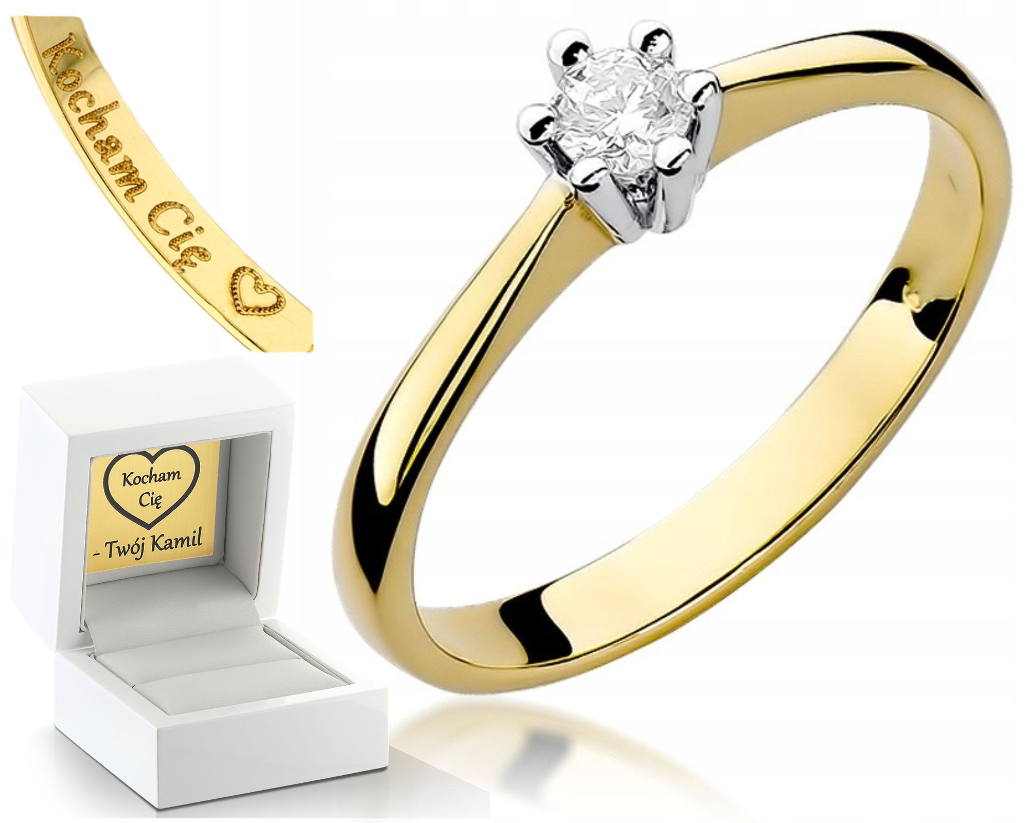 Prstýnek Pr. 0,585 Diamant Každá Velikost Zásnubní Dárek