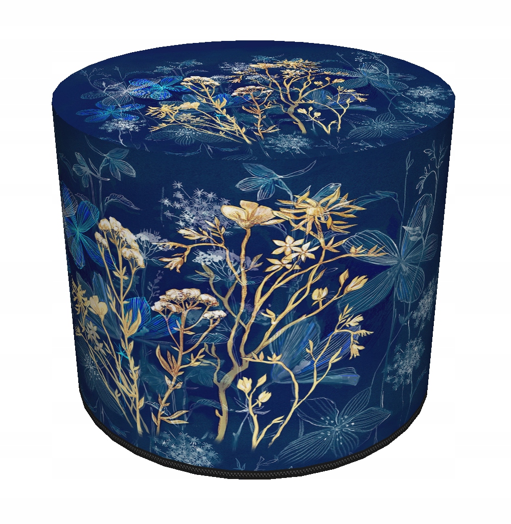 Taburet taburet Bertoni s potiskem Midnight, dekorativní taburet do obývacího pokoje