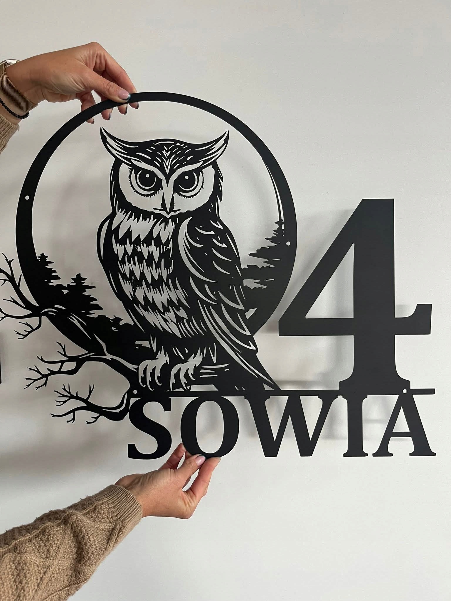 Adresová tabuľa Adresa Adresár pre dom názov ulice číslo sovie Sowa 60 cm