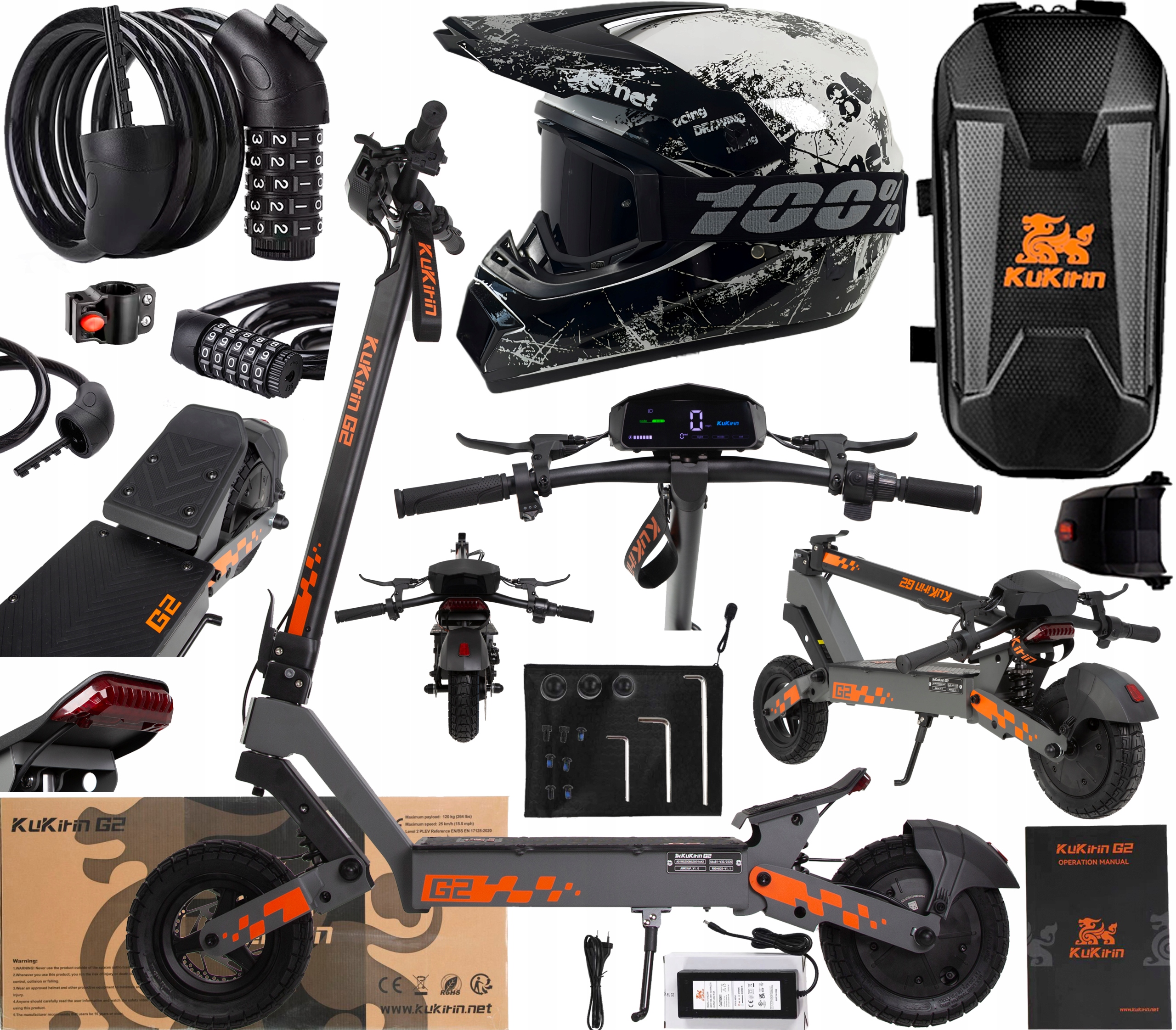 KuKirin G2 Pojazd elektryczne 800W 48V 15Ah 45KM/H 55KM 10" +Prezent Pl