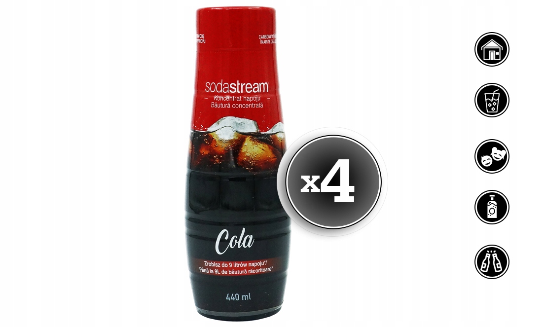 4x SYROP SODASTREAM KONCENTRAT COLA CLASSIC DO SATURATORA 9L NAPOJU z 440ml Stan opakowania oryginalne