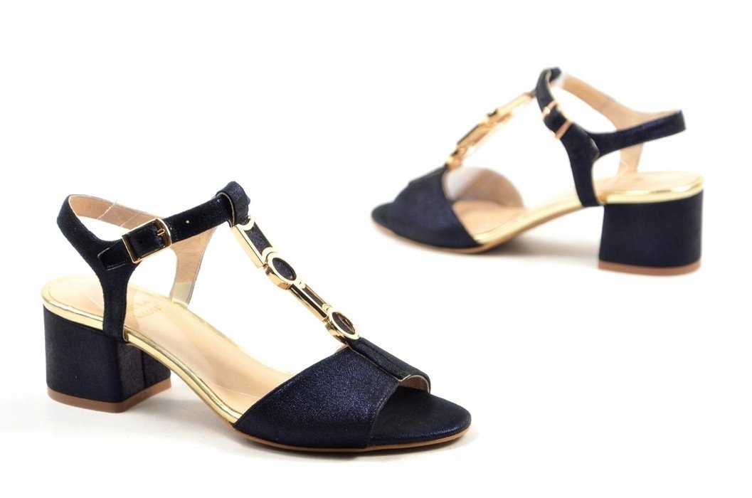 

Sandałki 38 klocek Laura Messi 1943 skóra