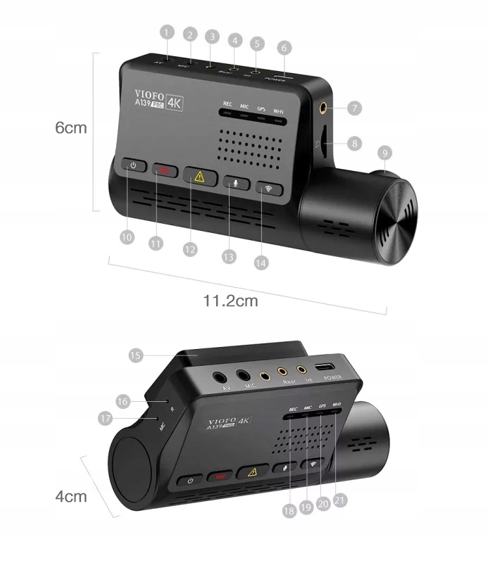 KAMERA SAMOCHODOWA VIOFO A139 PRO 1CH GPS WIFI Cechy dodatkowe automatyczny start czujnik ruchu czujnik wstrząsów HDR/WDR kodek H.264 nagrywanie dźwięku