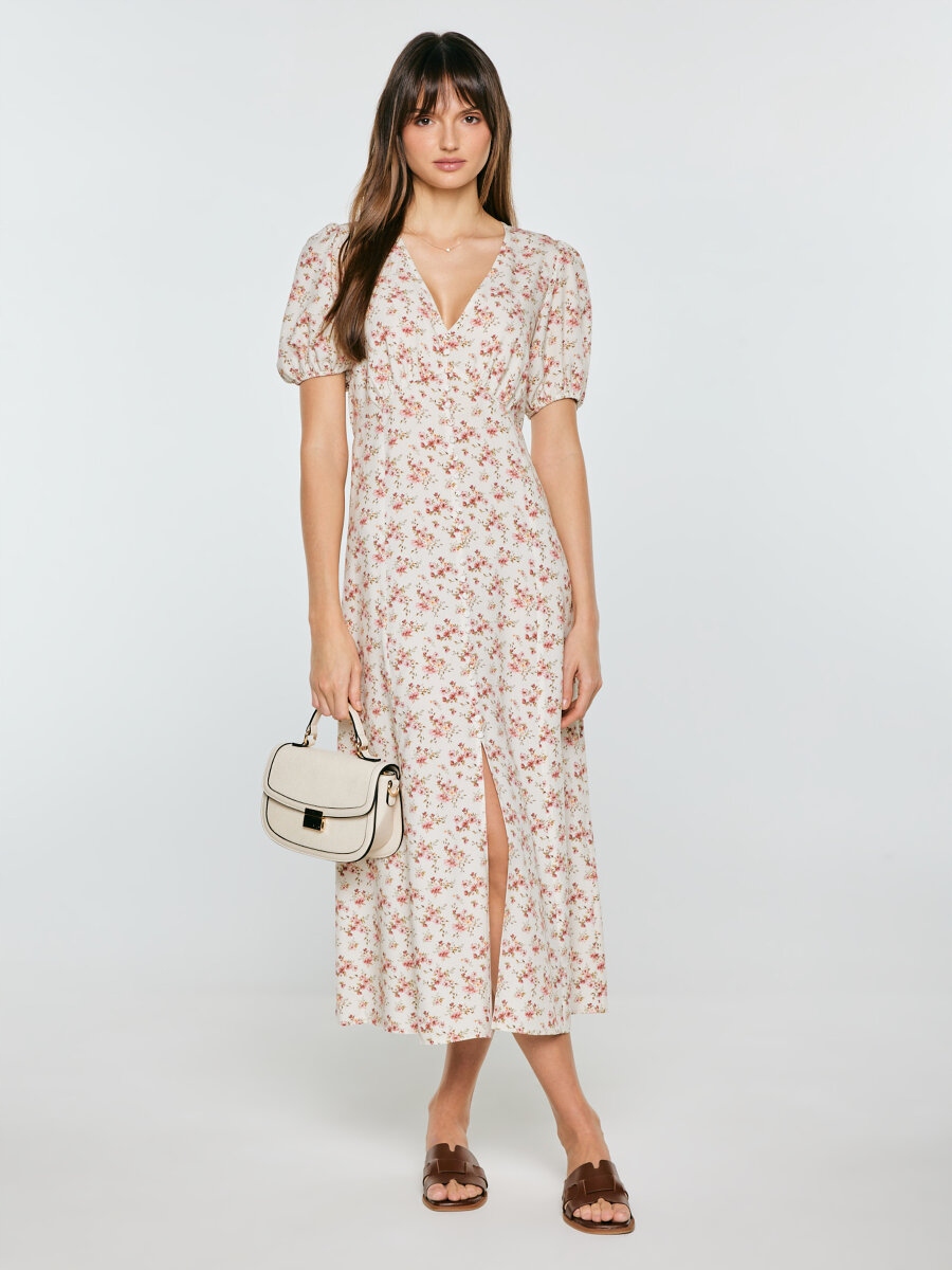 Big Star Šaty z viskózy s květinovým vzorem perleťová Pala 103 Xs