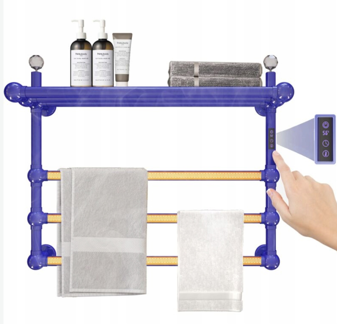Elektrická sušička na uteráky 50 W modrá 63 x 70 cm na stenu