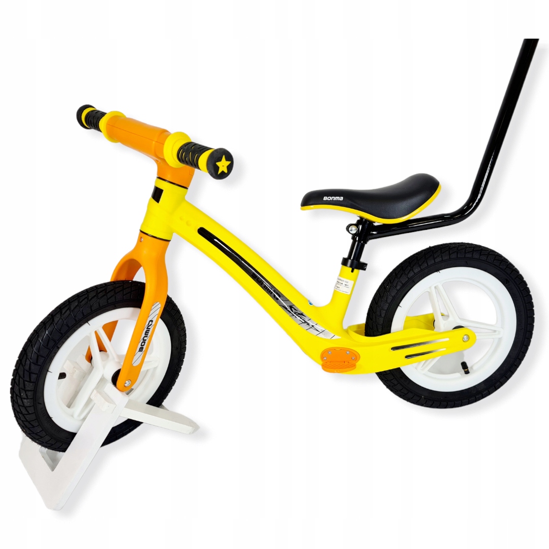 Rowerek biegowy BMT001 pompowane koła Kij Żółty