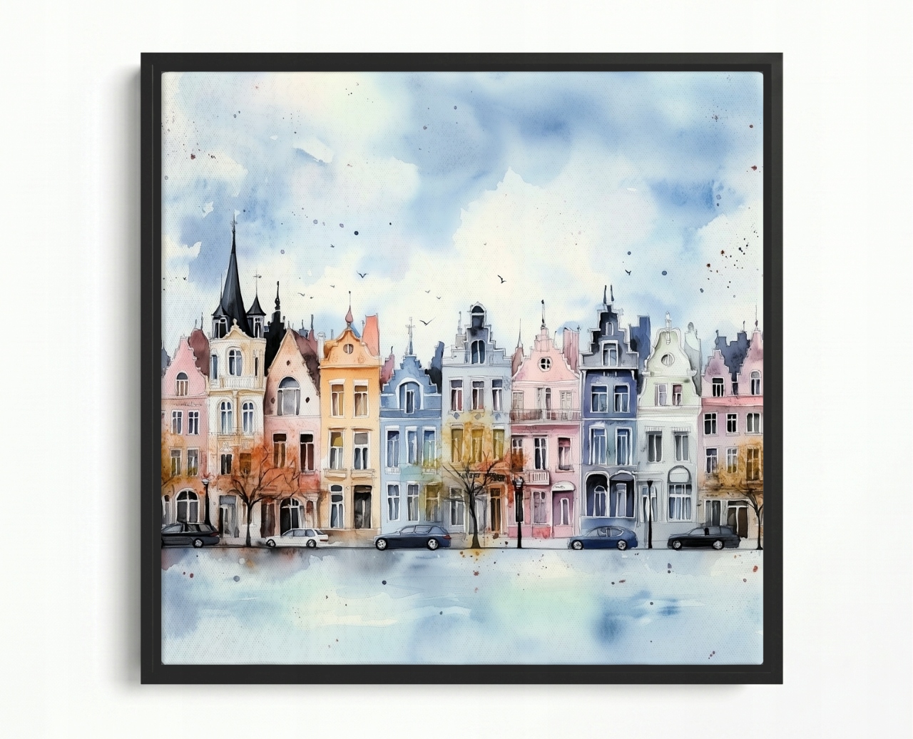 Obraz Rám American Box Farebné Kamenice Belgické Domy Ulica 60x60