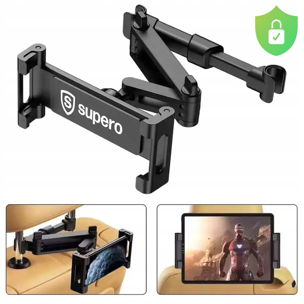 Uchwyt samochodowy na Zagłówek 360° do tabletu telefonu, Na Telefon Tablet Producent SUPERO