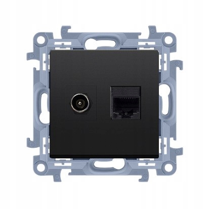 GNIAZDO ANTENOWE TYPU F + RJ45 kat.5e SIMON 10 CASFRJ455.01/49 CZARNY MAT