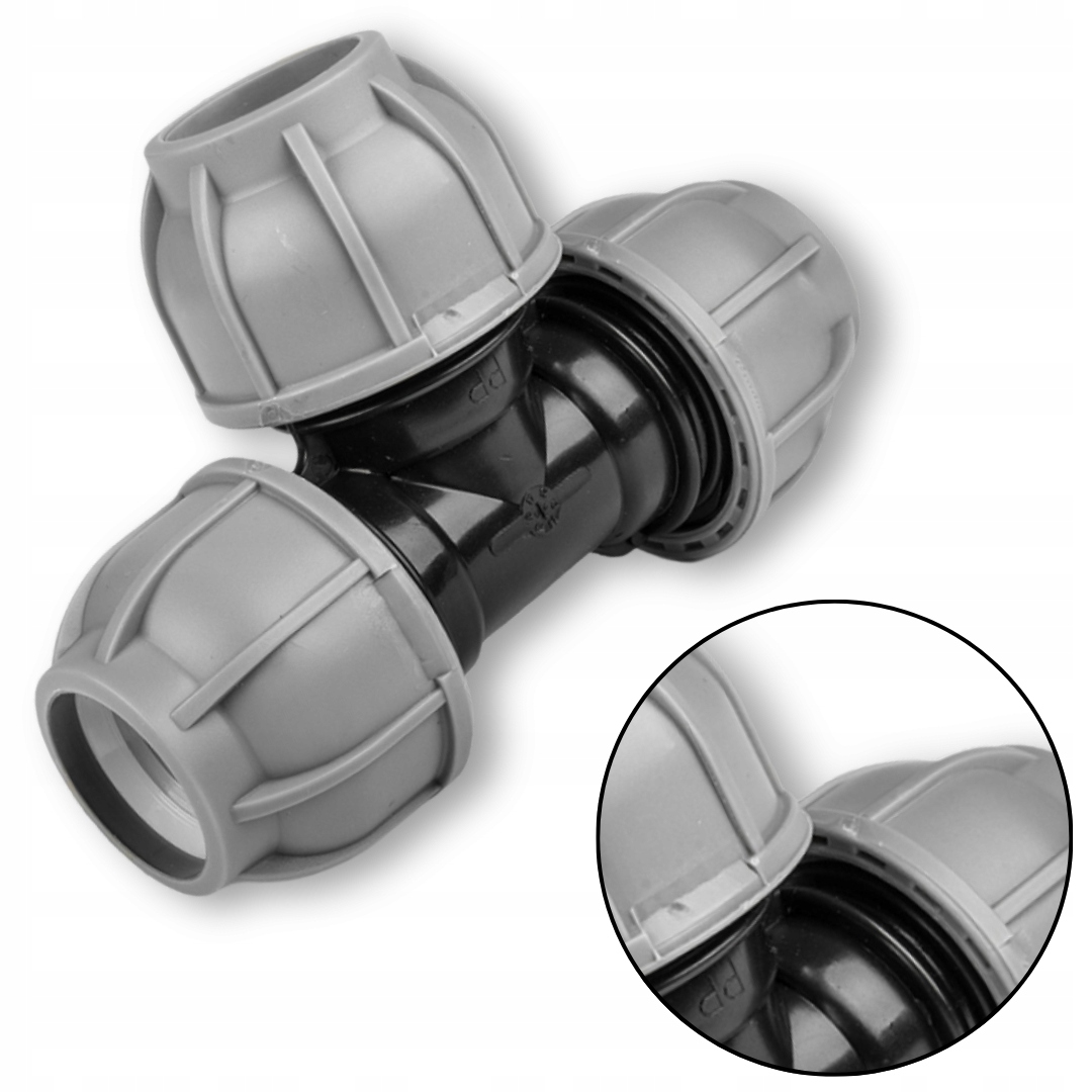 Trójnik Skręcany fi25 mm na Rurę Wąż Pe Złączka Nawadnianie PN10