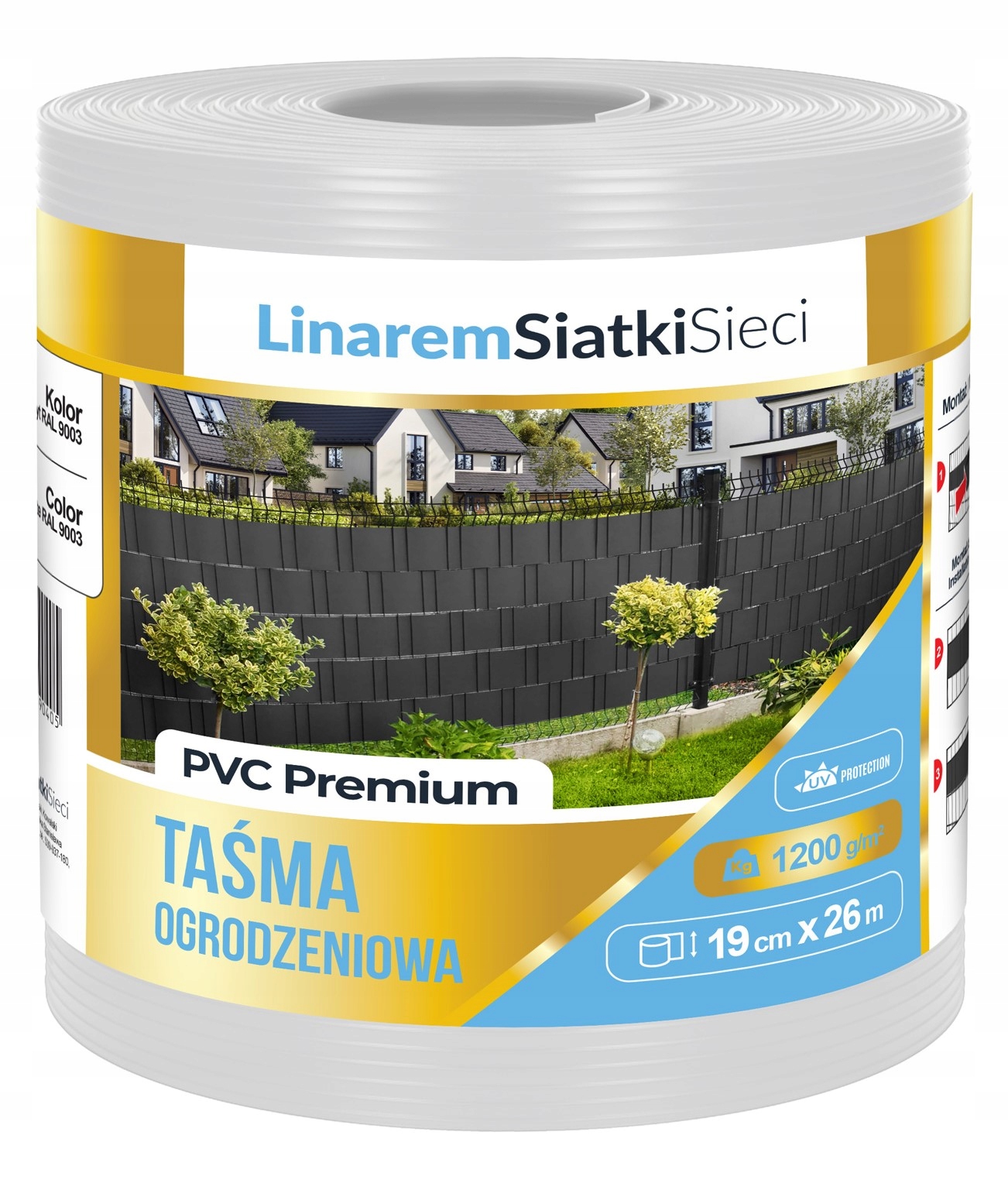 Stínící Panelové Pásy 19x26 m Premium 1200 g Bílá Na Plotové Panely Uv+