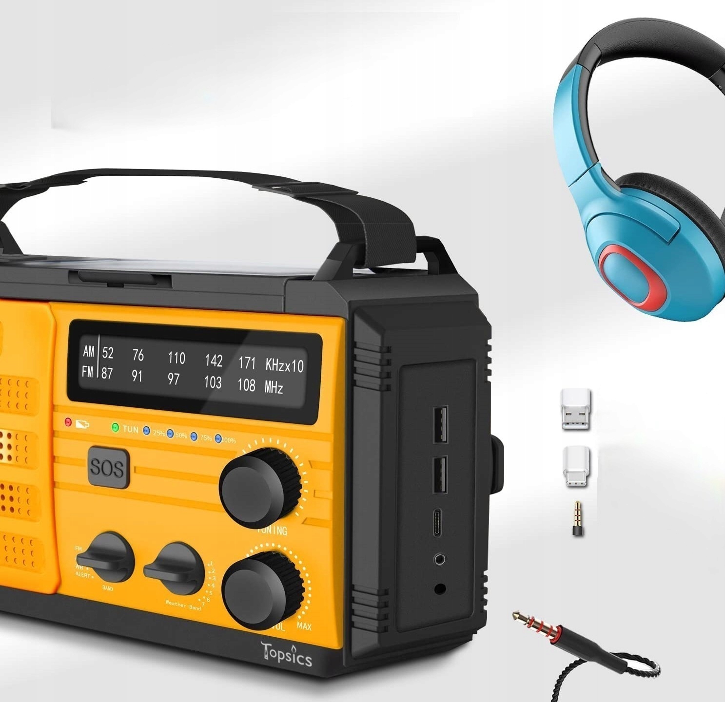 RADIO NA DYNAMO 8000mAh SOLARNE POWERBANK LAMPA Model Radio Solarne z korbę