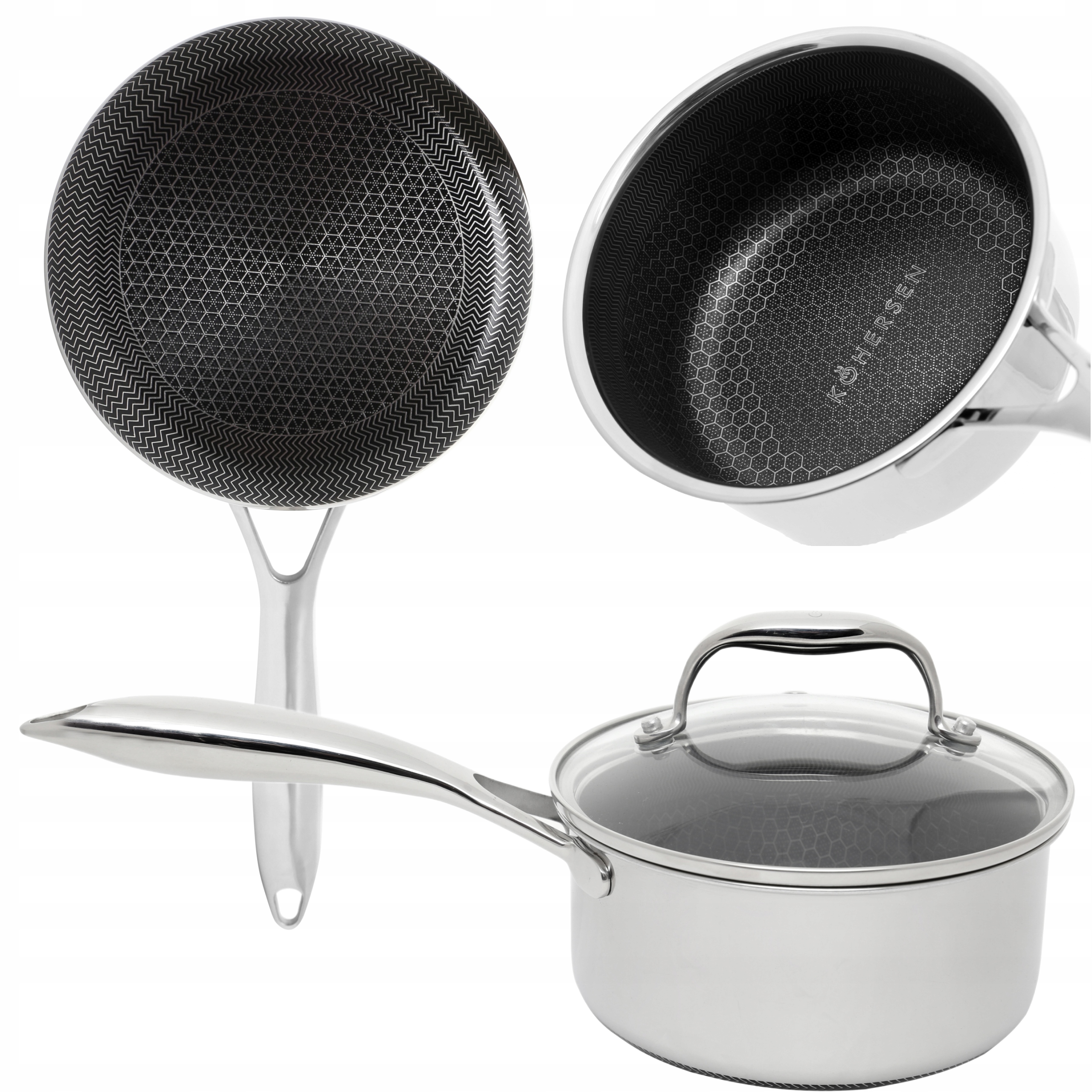 Rondel Indukcja z Powłoką Nieprzywierającą z Pokrywką Kohersen Diamond 16cm