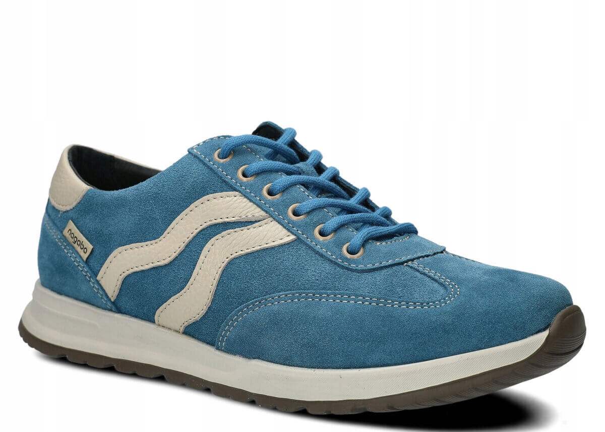 Pánské Kožené Polobotky Modré Nagaba 459 Velurové, Polské 44