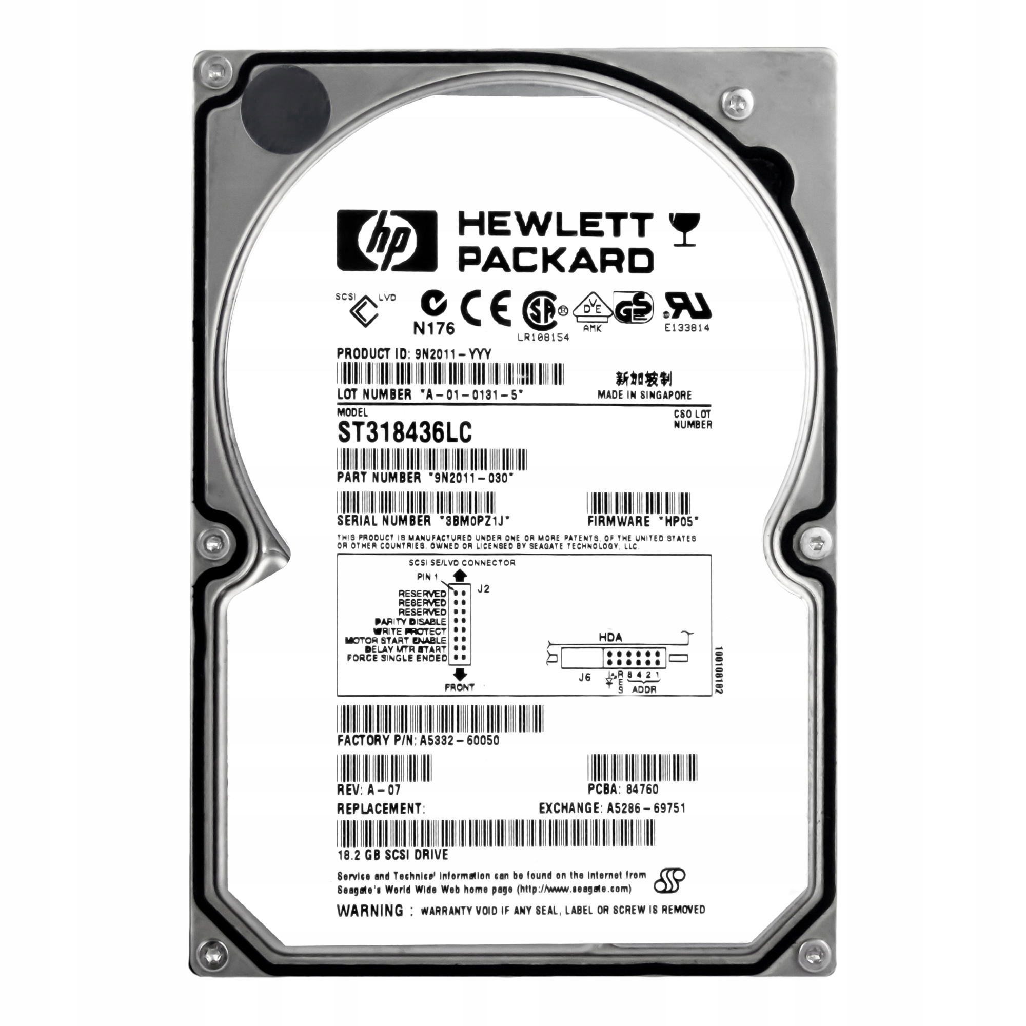 Hp A5332-60050 A5286-69751 18GB 7.2K Scsi U160 3.5'' ST318436LC