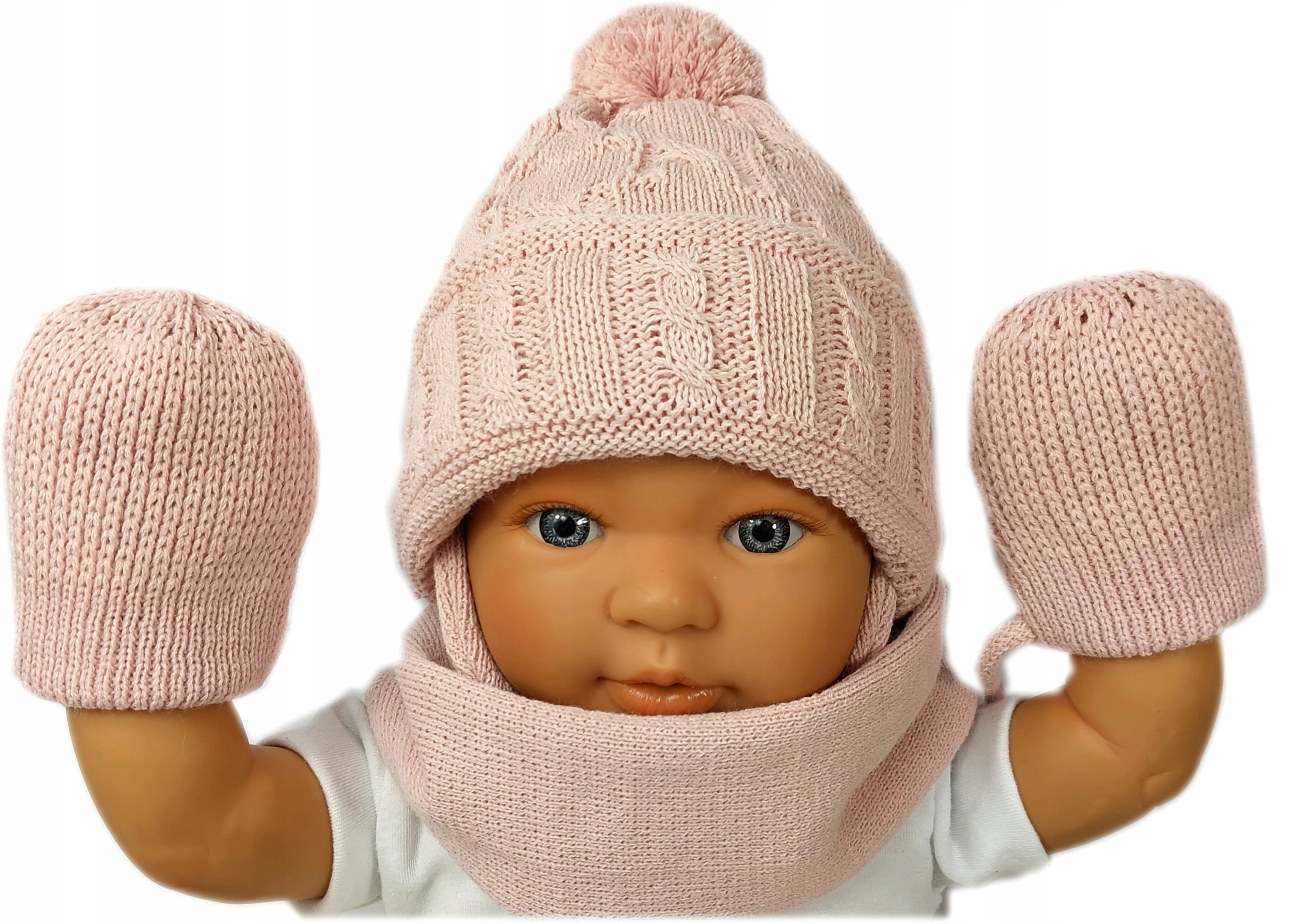 

Komplet Zimowy Czapka Szalik Rękawiczki Brudny Róż