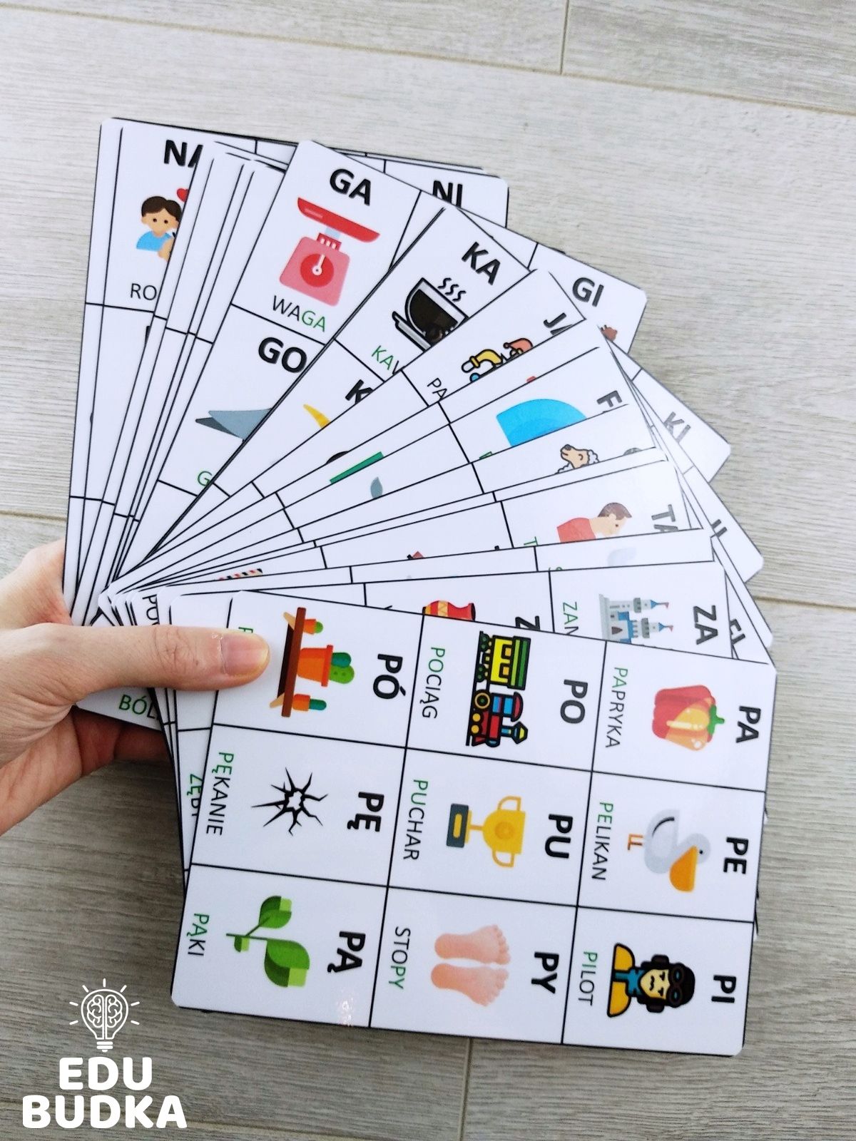 CZYTANIE SYLABOWE Plansze x18 SYLABY 18x12,5 cm Autor Edubudka