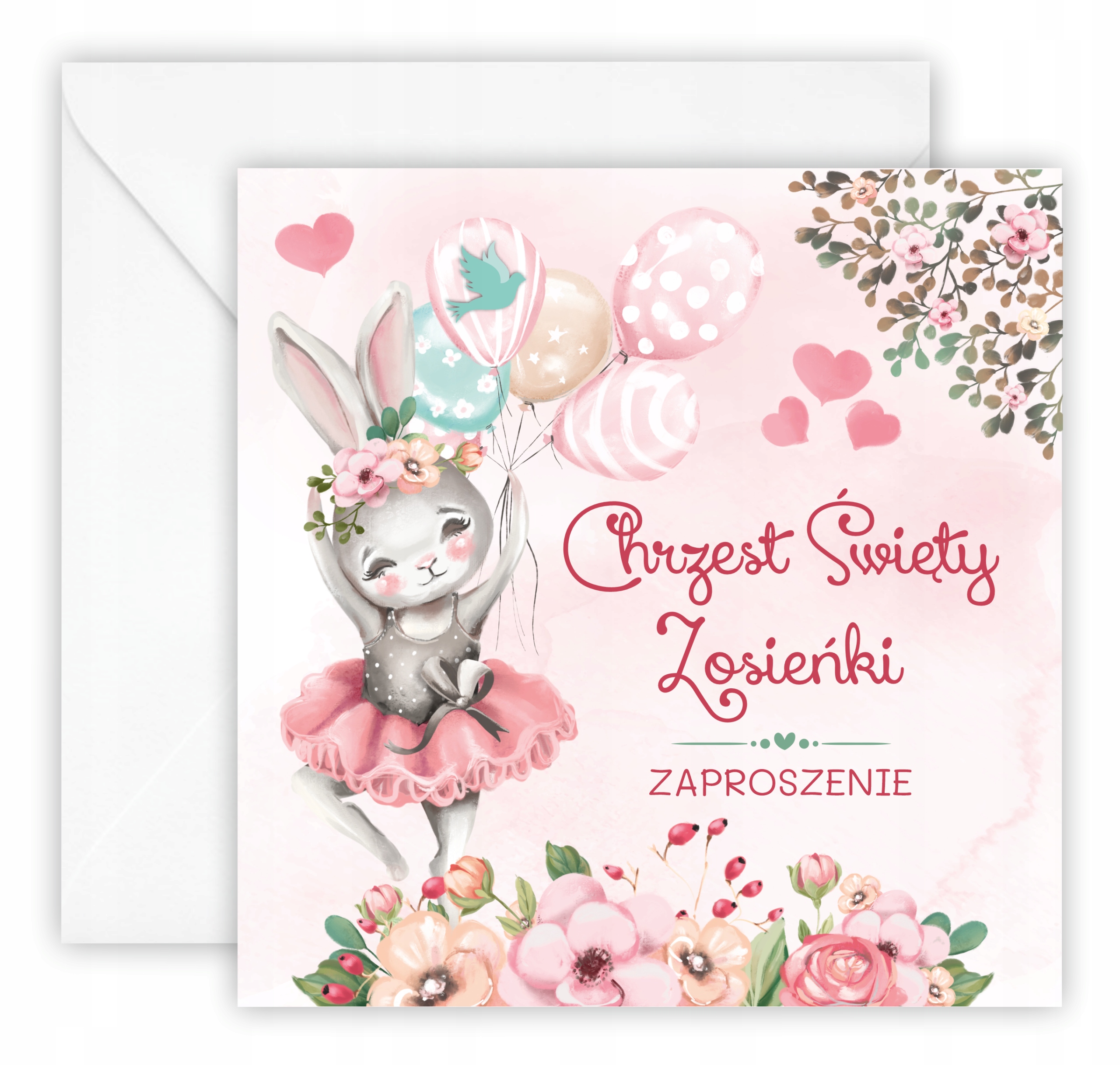 ZAPROSZENIA NA CHRZEST + KOPERTA + IMIĘ Szerokość produktu 14 cm