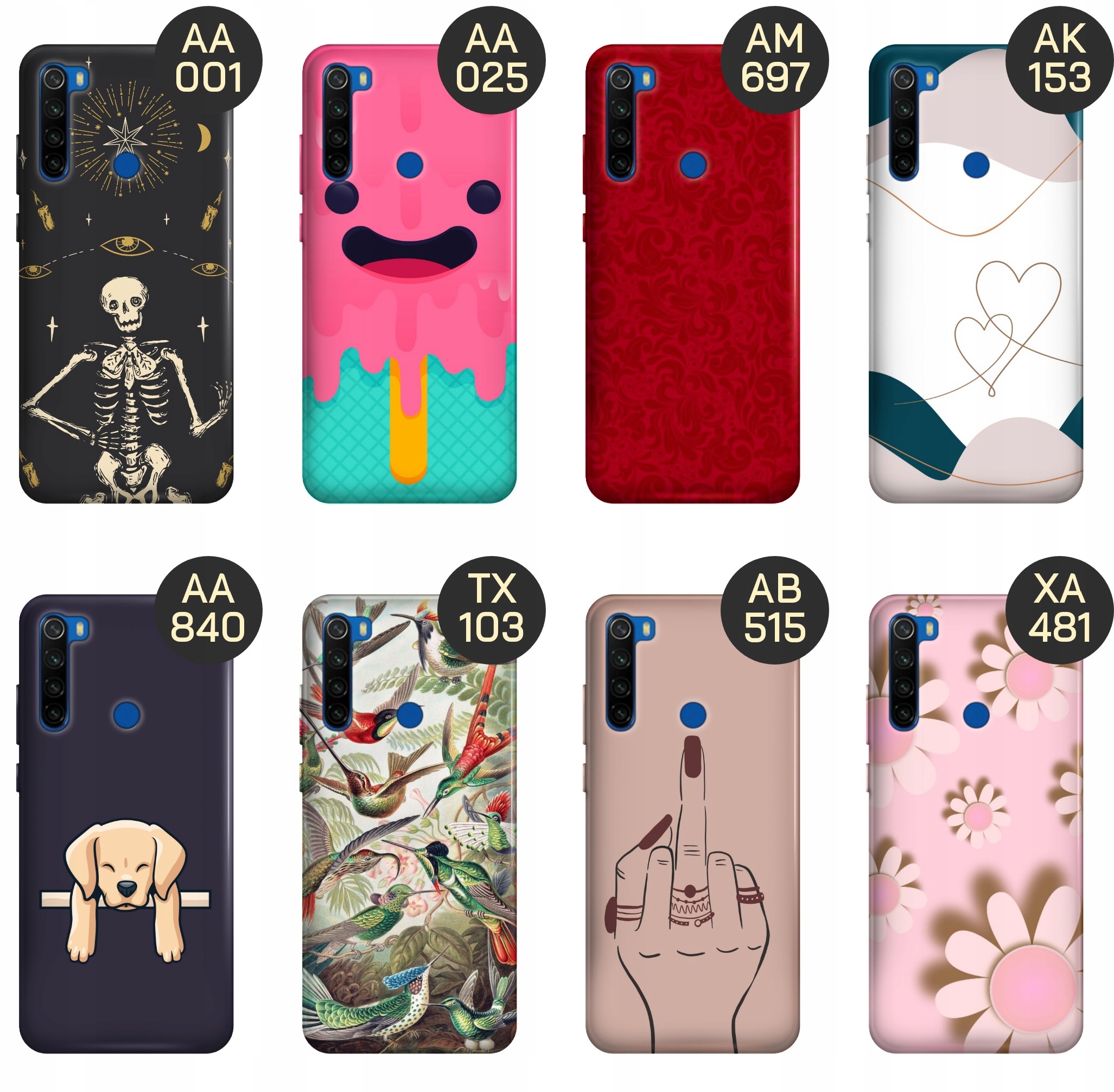 ETUI DO XIAOMI REDMI NOTE 8T WZORY TOP100 DESIGN Z NADRUKIEM OBUDOWA +SZKŁO Wzór dominujący serpentyny