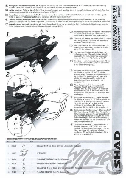 STELAŻ KUFRA TYŁ SHAD DO BMW F800S Producent WZMOTO