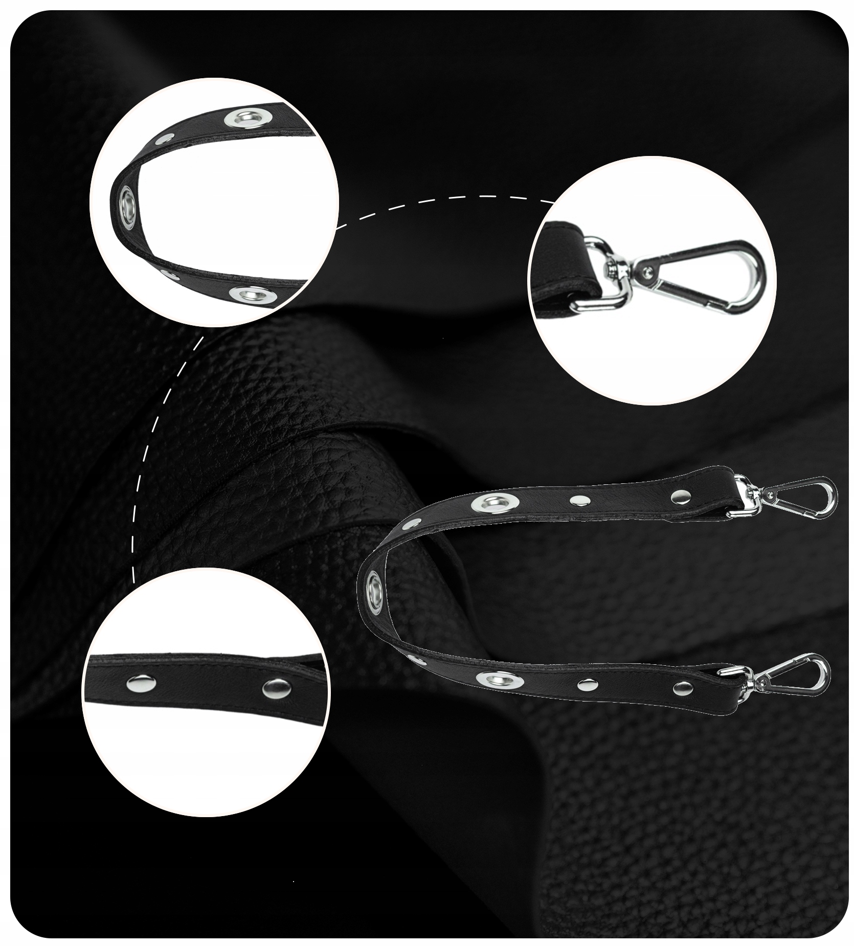 SKÓRZANA RĄCZKA PASEK DO TOREBKI OBAG CZARNY SKÓRA NATURALNA Materiał dominujący skóra naturalna