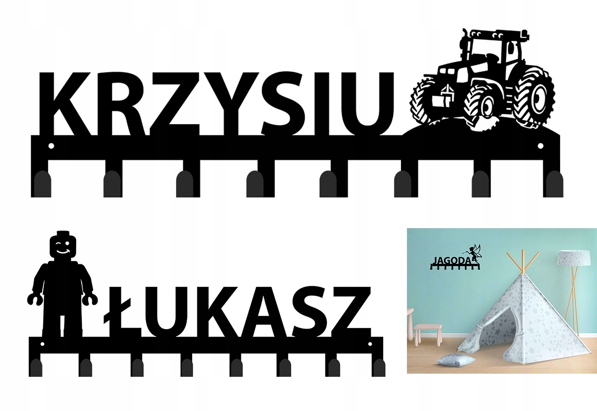 Věšák na oblečení Vzory háček Jméno Černý