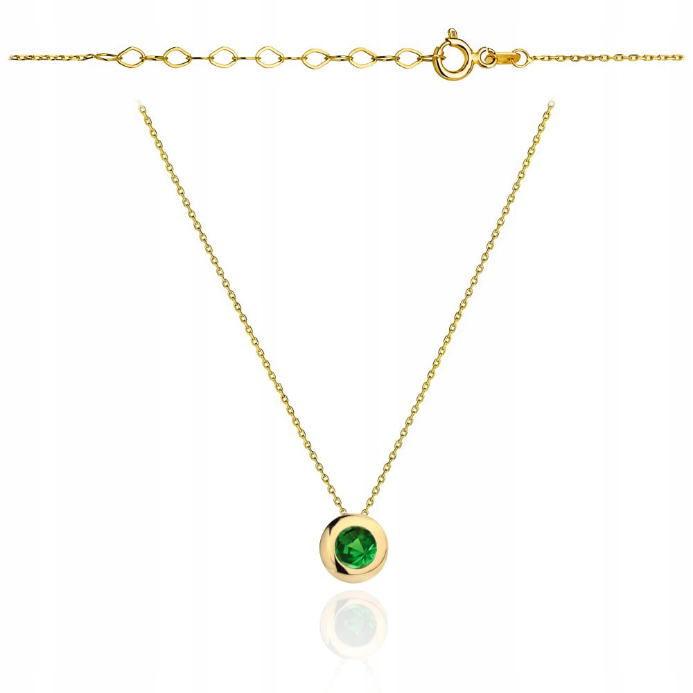 Zlatý náhrdelník ryzosti 585 s zeleným zirkonem 1.36 g, elegantní vzor dárek