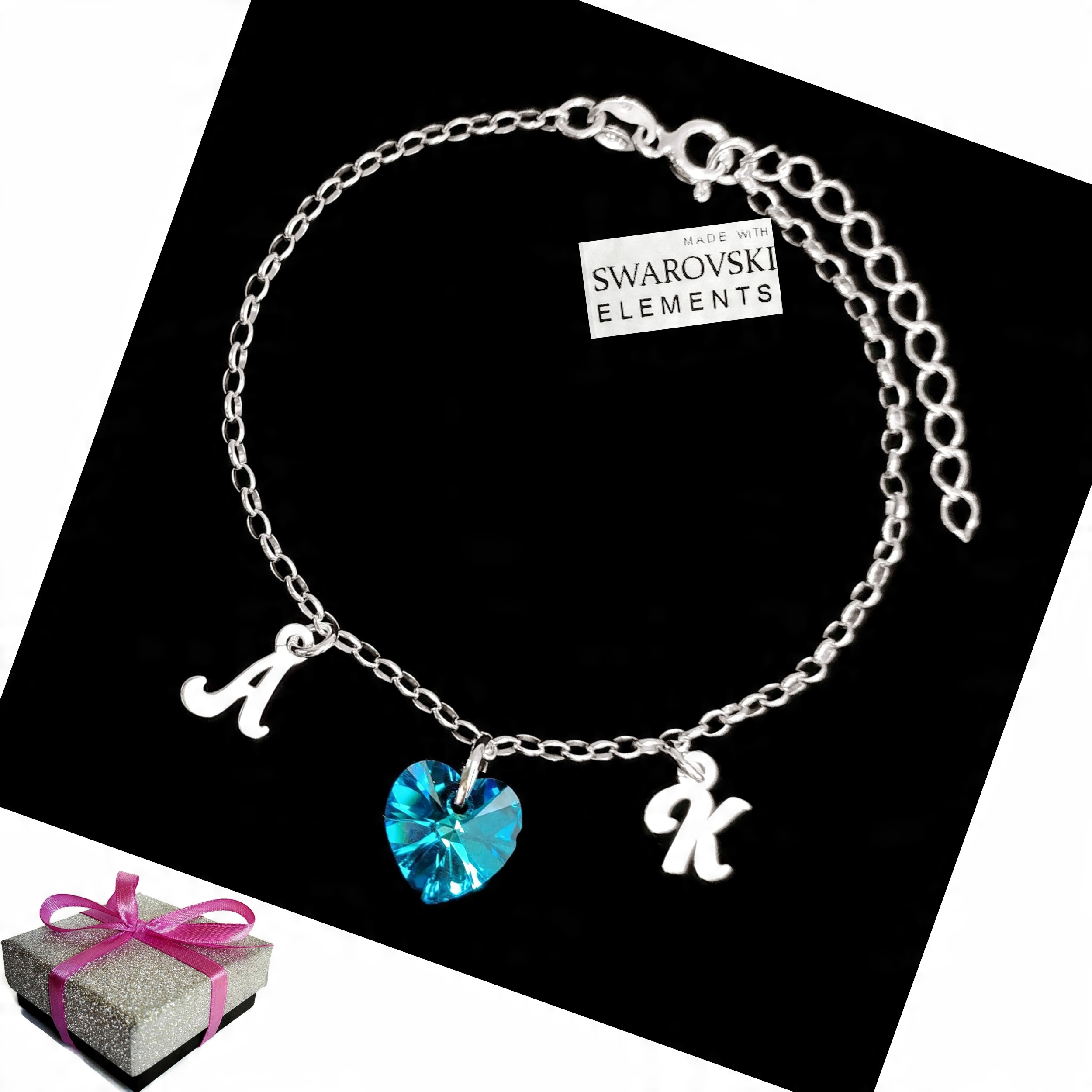 

Srebrna Bransoletka Litera Litery kr Swarovski 925