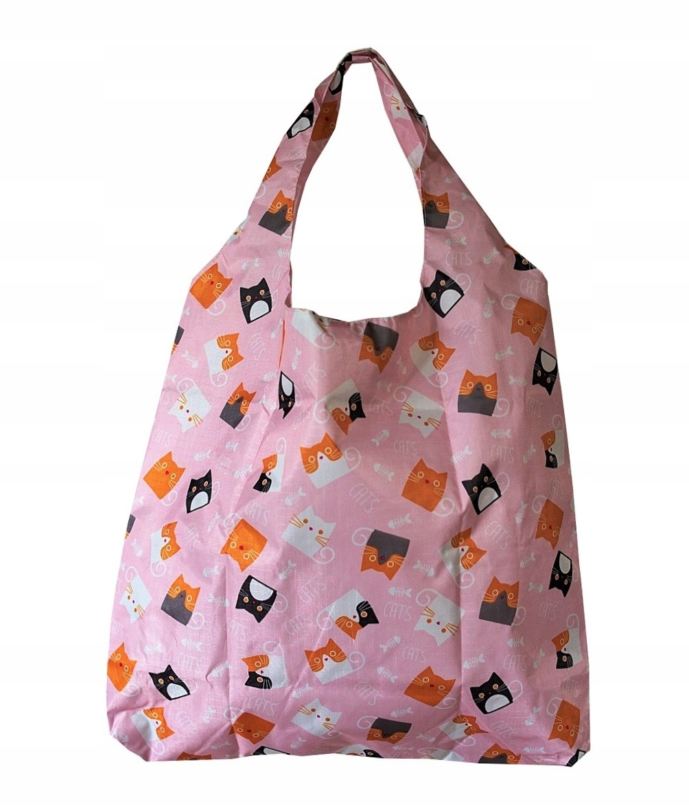 

Torba Shopper eko zakupy zero waste różowa Kotki